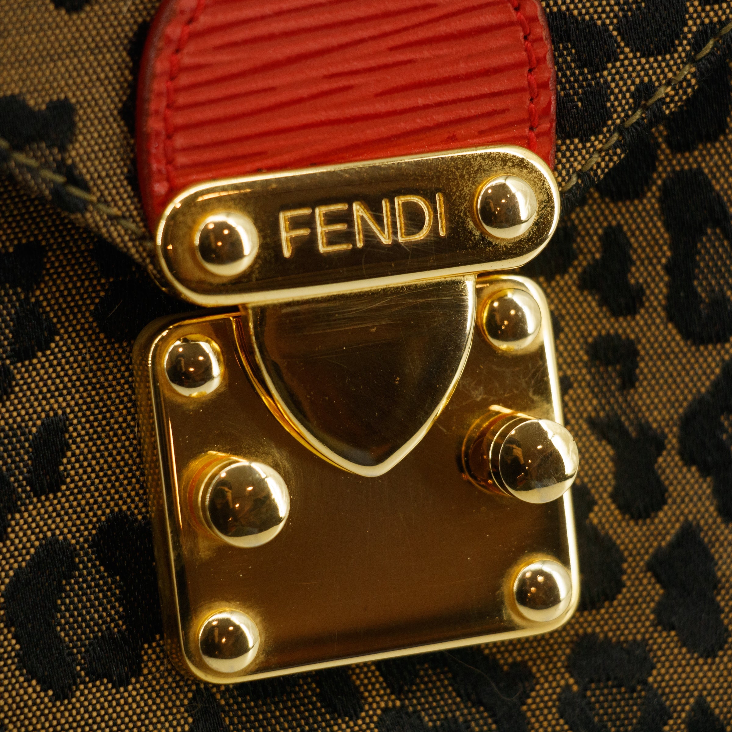 Fendi FF Cheetah Print Pattern Canvas Mini Pochette Clutch Bag #3406