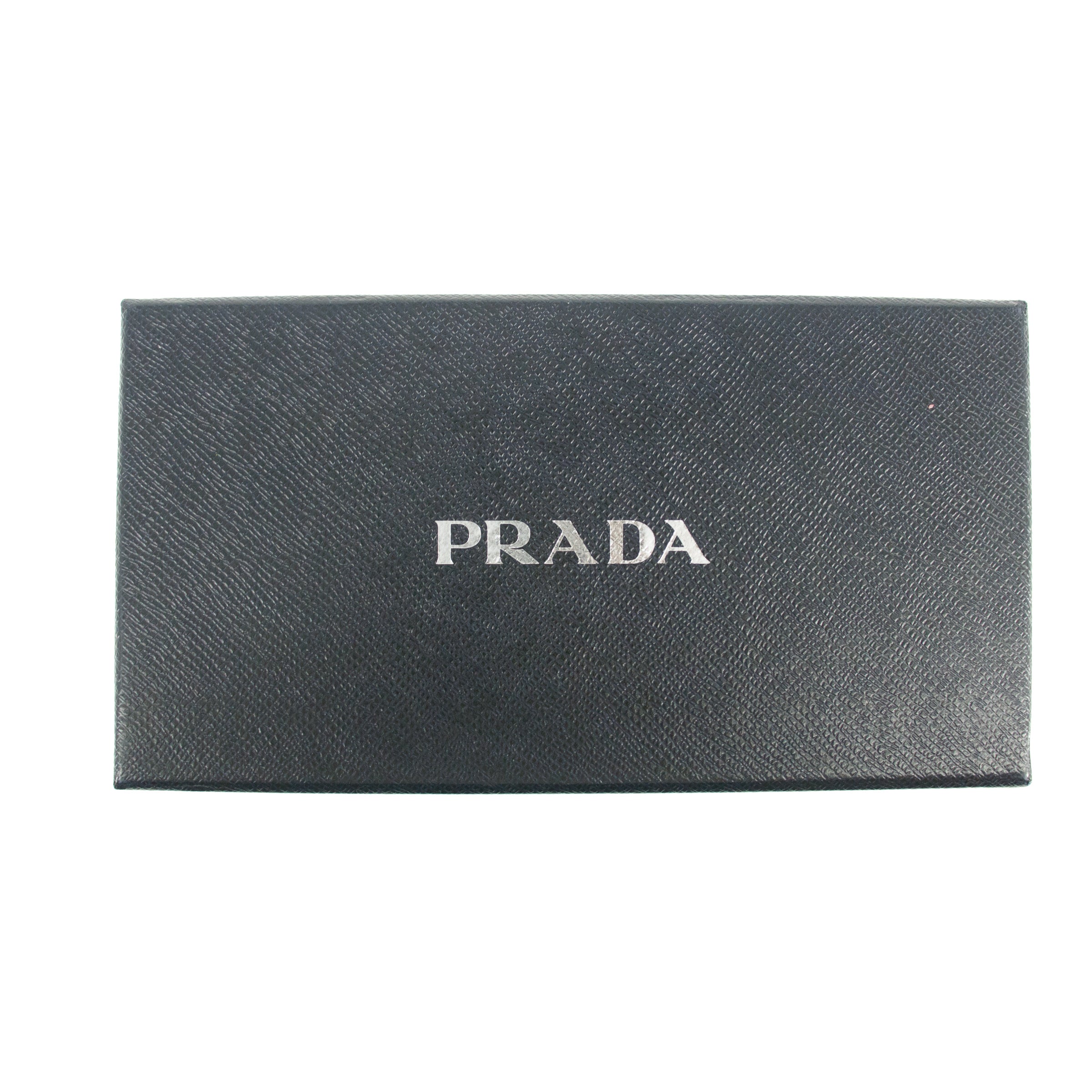 Prada Blue Saffiano Leather Long Bow Zip Around Wallet #3427