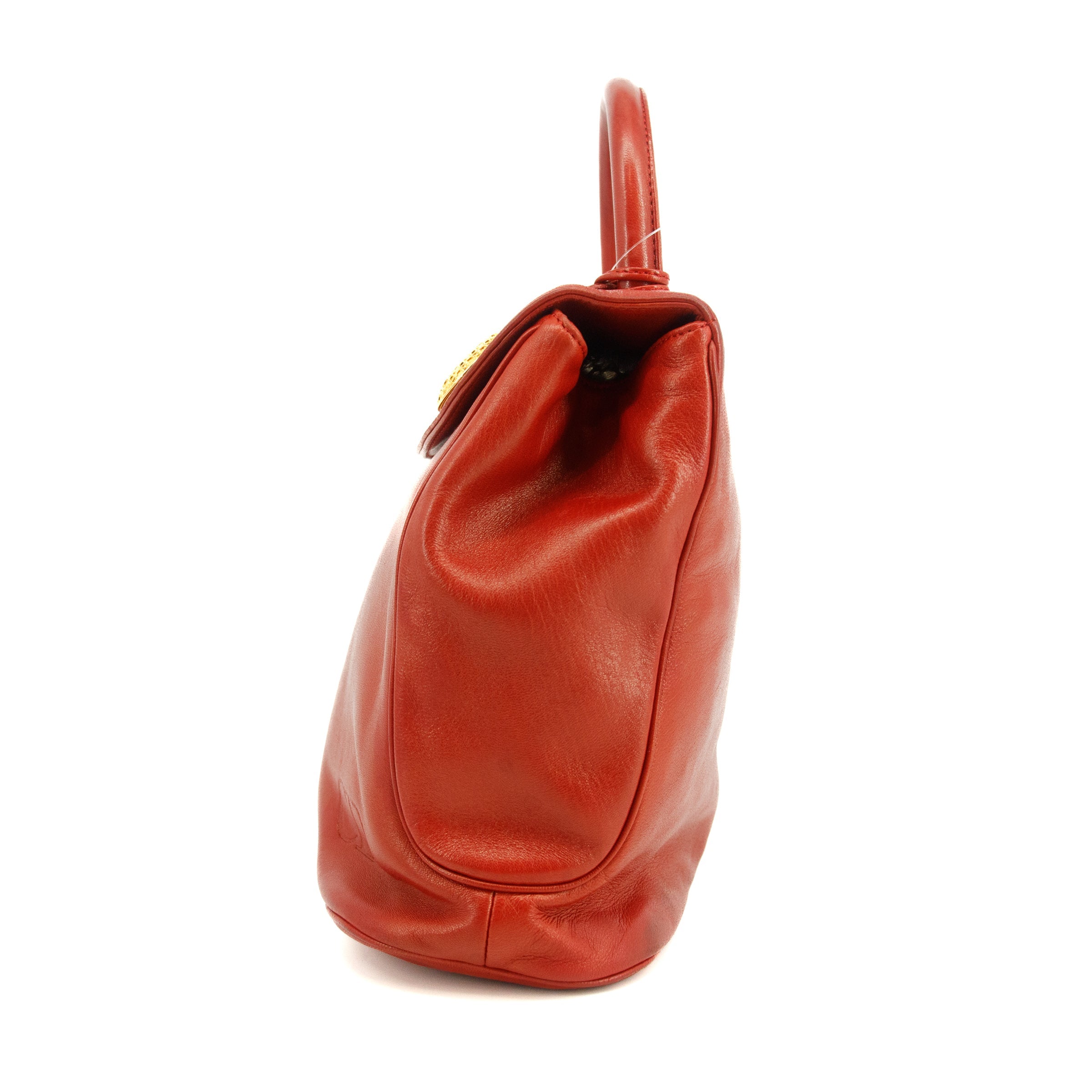 Christian Dior CD Red Leather Vintage Handbag  #3446