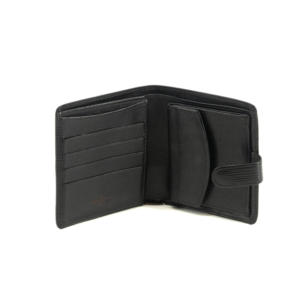 Louis Vuitton Black Epi Compact Bifold Wallet #3530