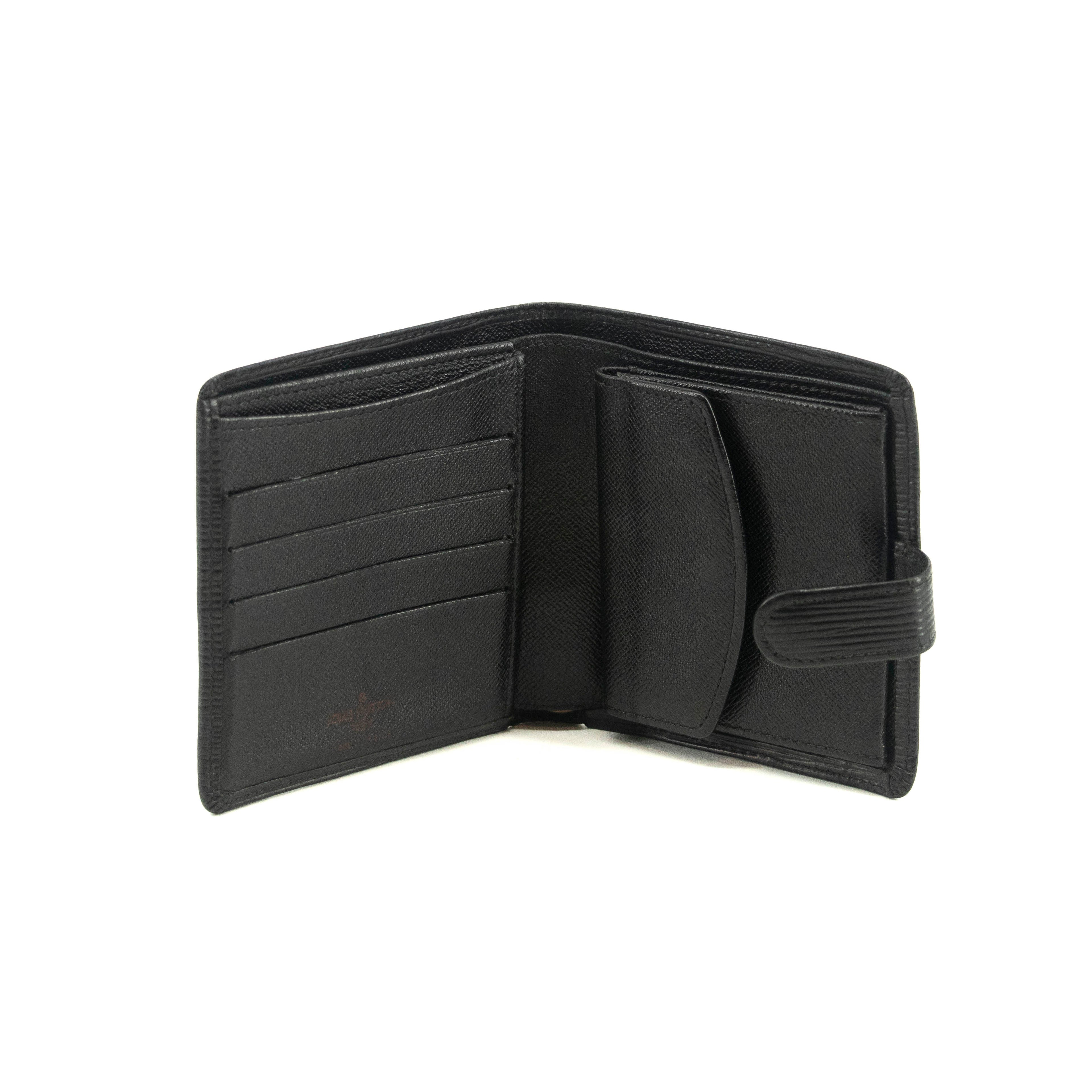 Louis Vuitton Black Epi Compact Bifold Wallet #3530