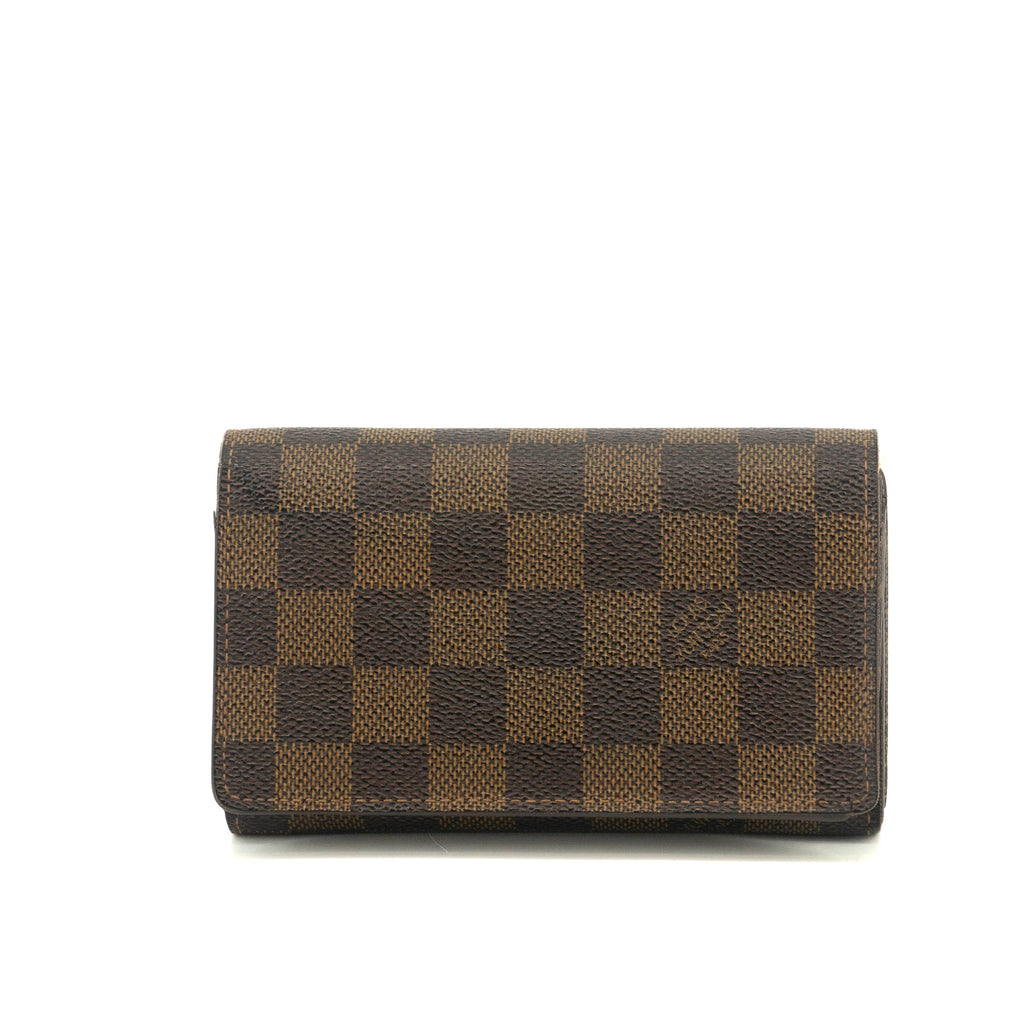 Louis Vuitton Damier Ebene Brown Porte Tresor Wallet #3531