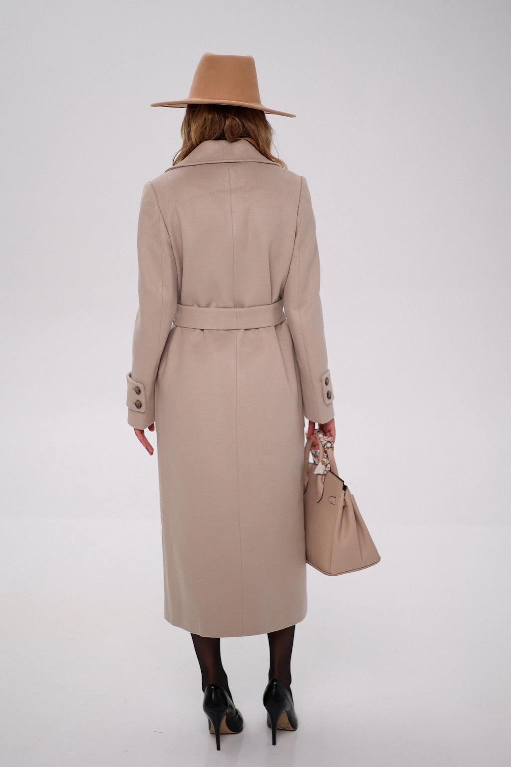 Eliza Classic Cashmere Wool Blend Overcoat in Nude