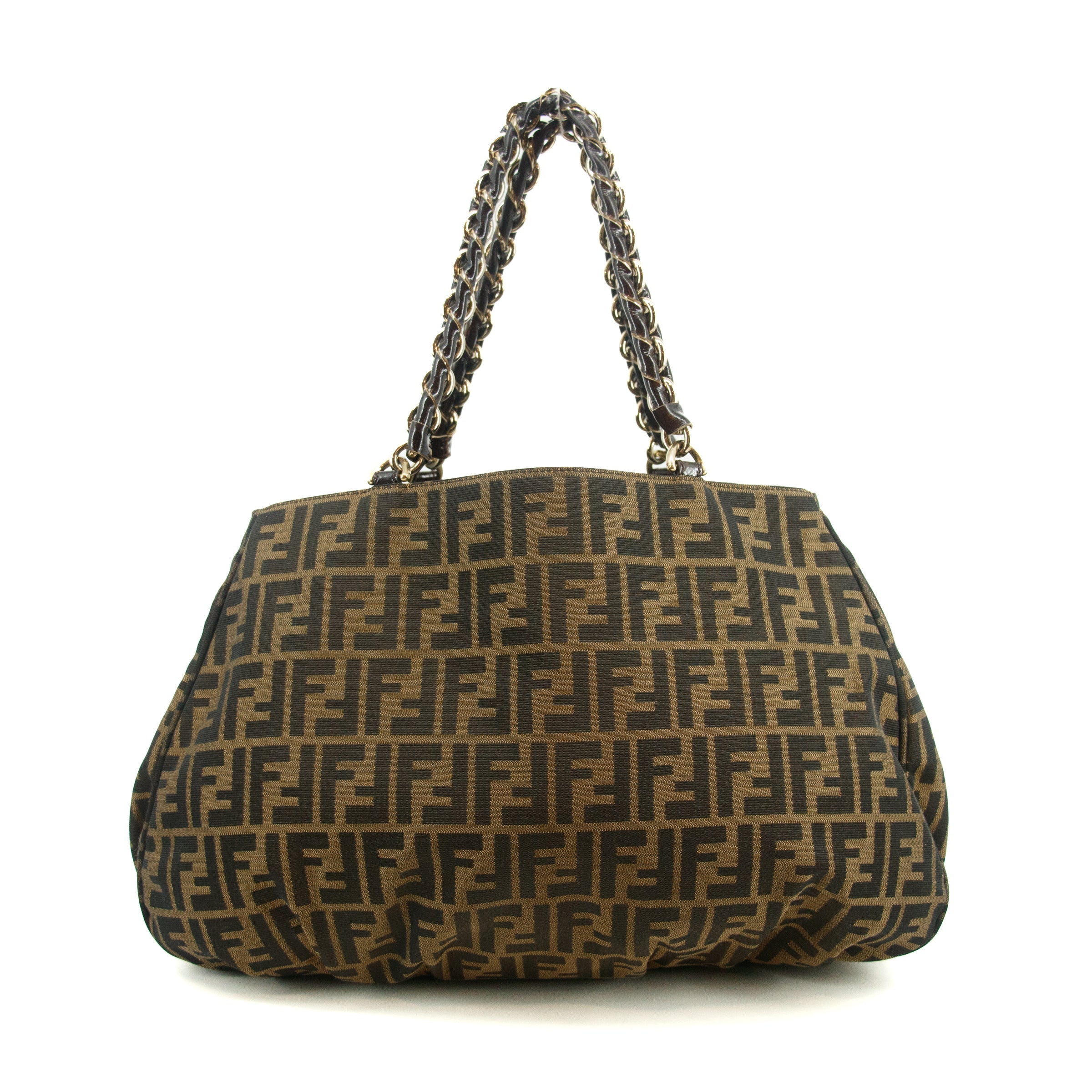 Fendi Mama Baguette Zucca FF Chain Shoulder Bag Brown #3546