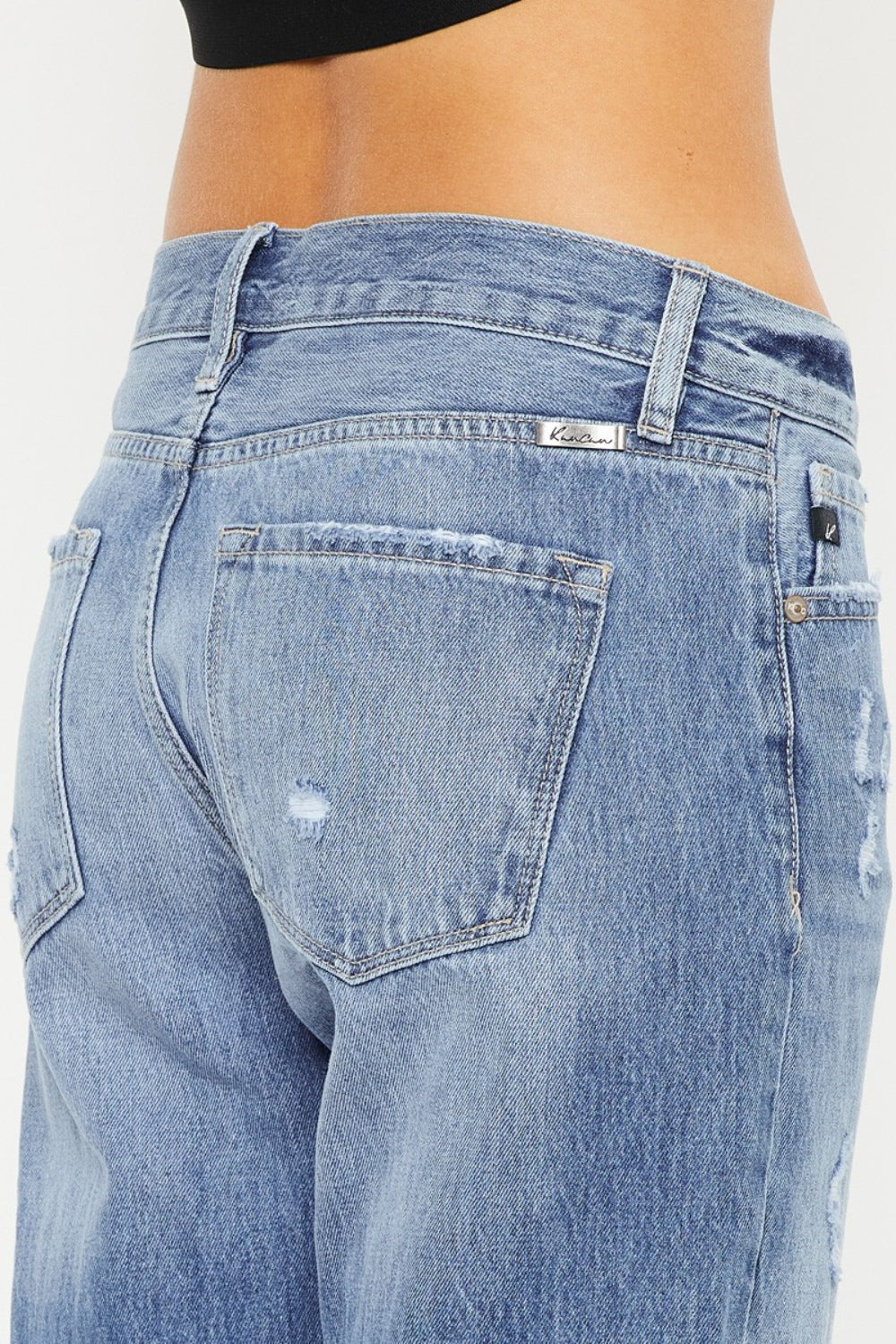 Kancan Mid Rise Distressed Straight Women Jeans