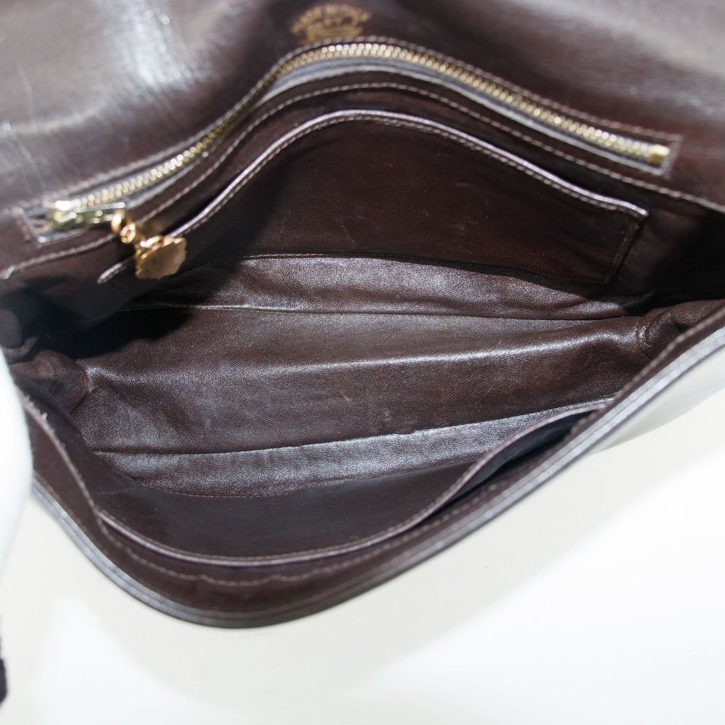 Gucci Brown Leather Silver Hardware Vintage Shoulder Bag #3556