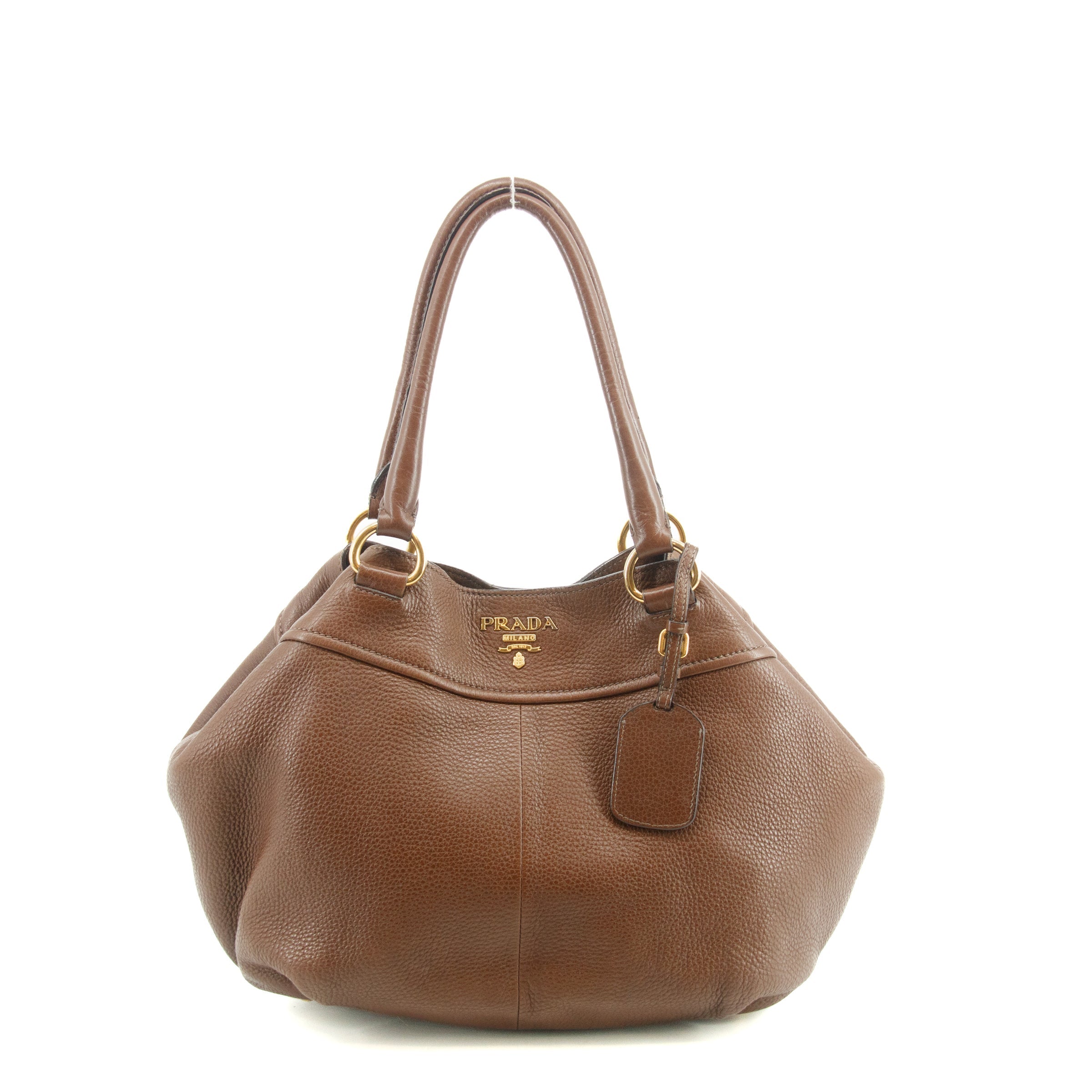 Prada Dark Brown Vitello Daino Handle Shoulder Bag #3575