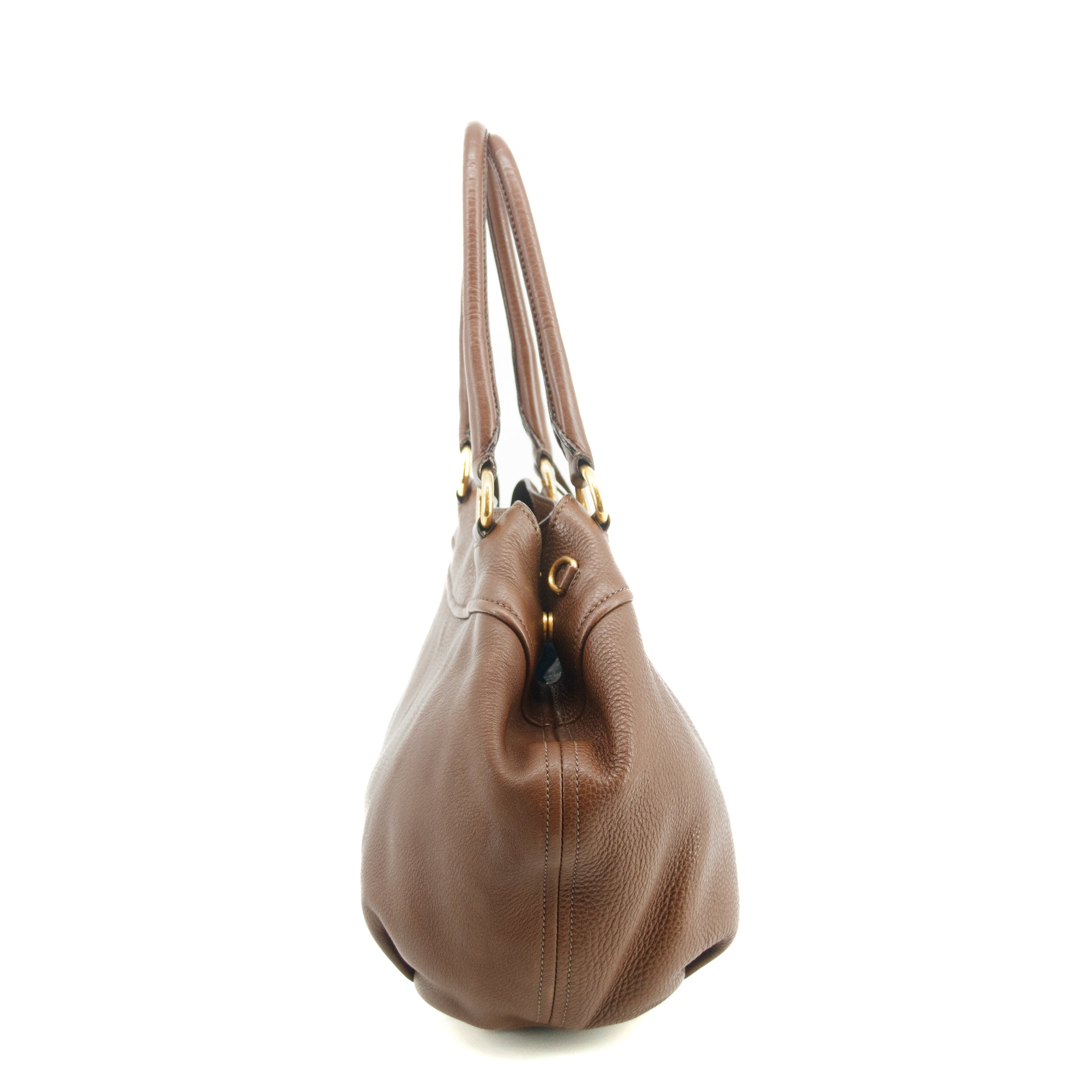 Prada Dark Brown Vitello Daino Handle Shoulder Bag #3575