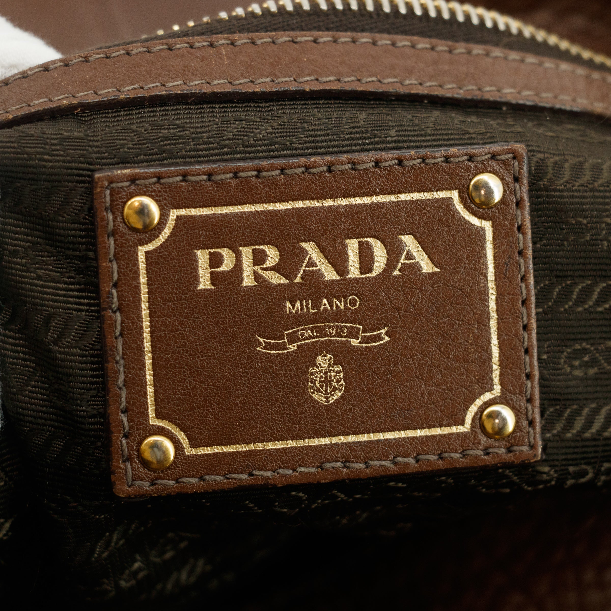 Prada Dark Brown Vitello Daino Handle Shoulder Bag #3575