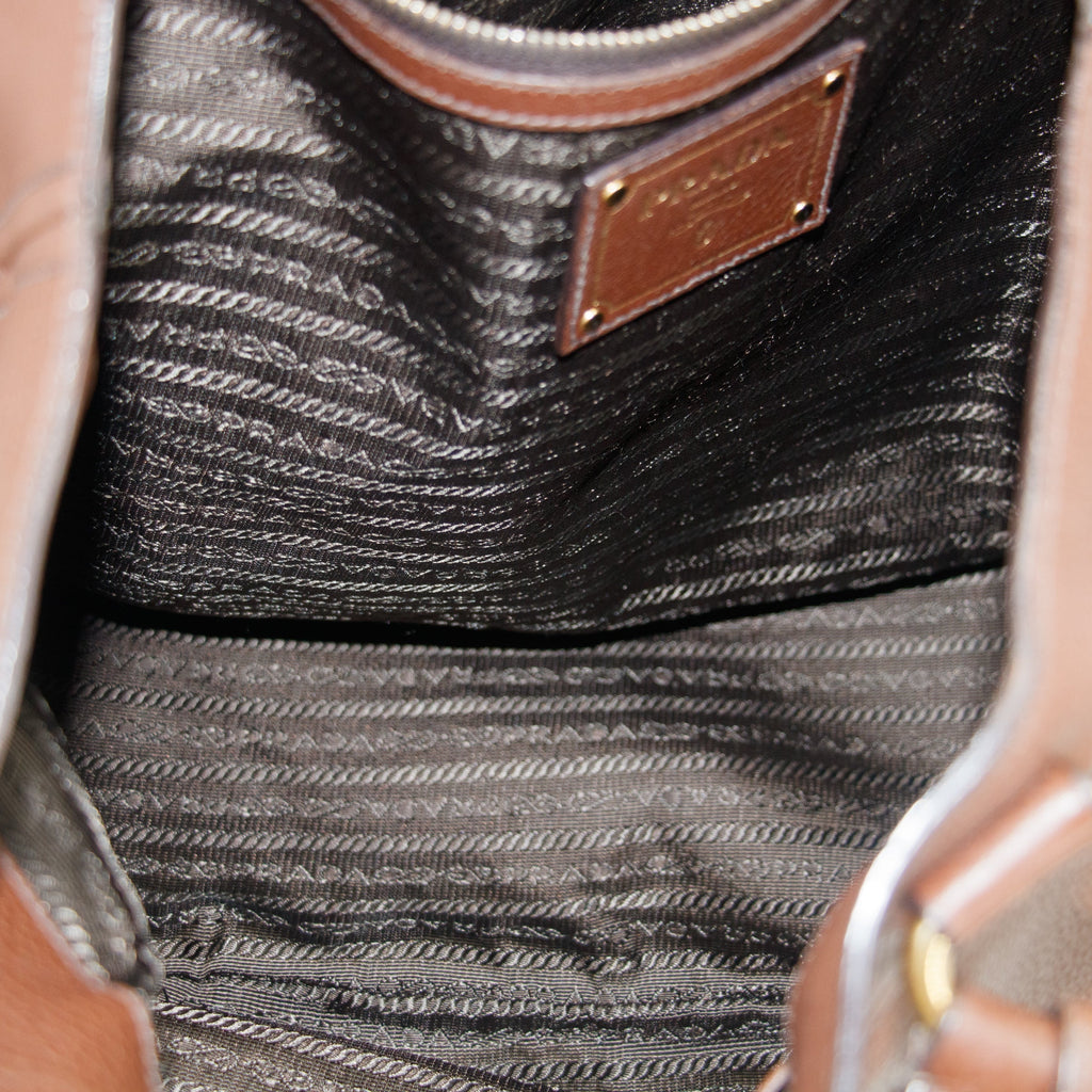 Prada Dark Brown Vitello Daino Handle Shoulder Bag #3575