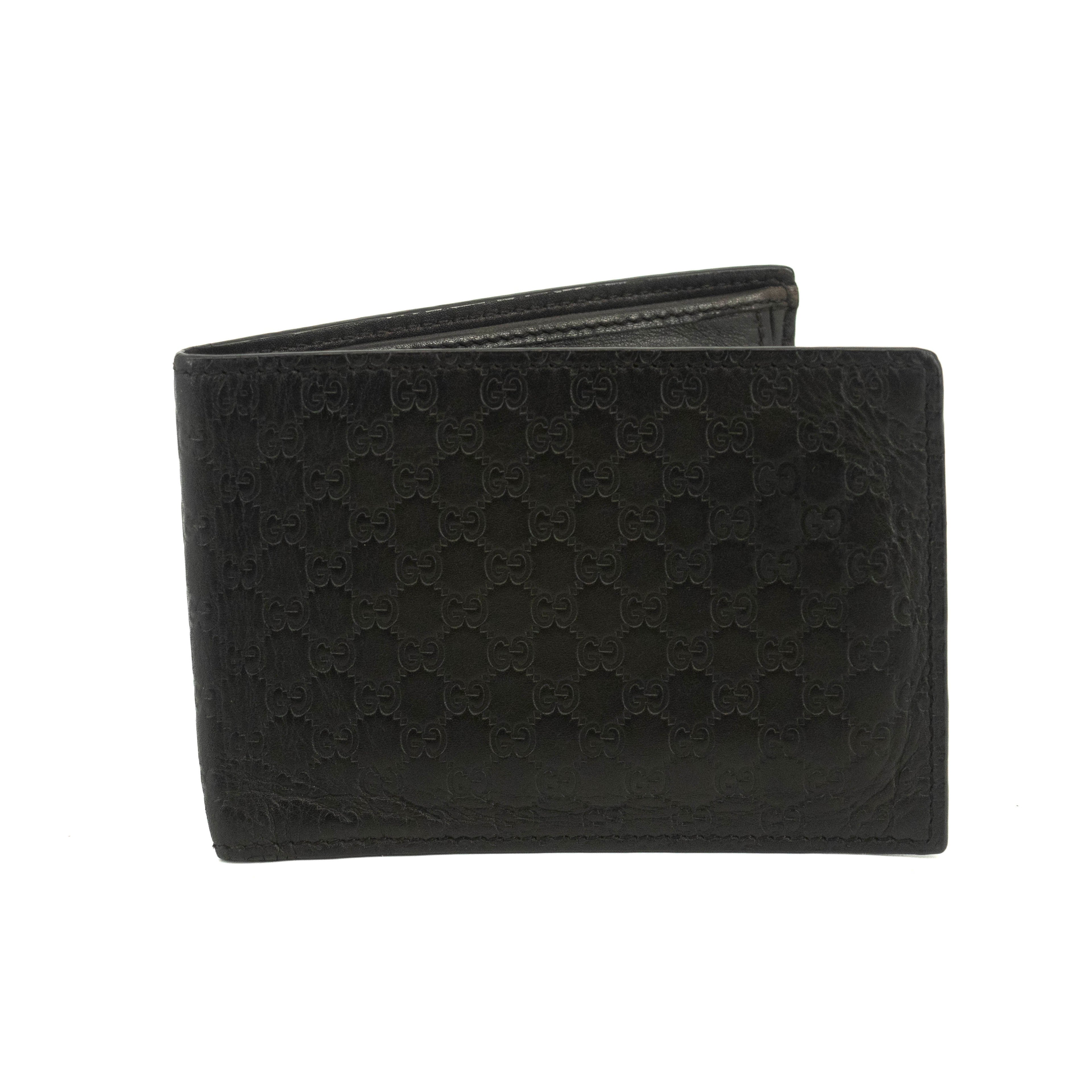 Gucci Sima GG Black Leather Mens Bifold Wallet #3582