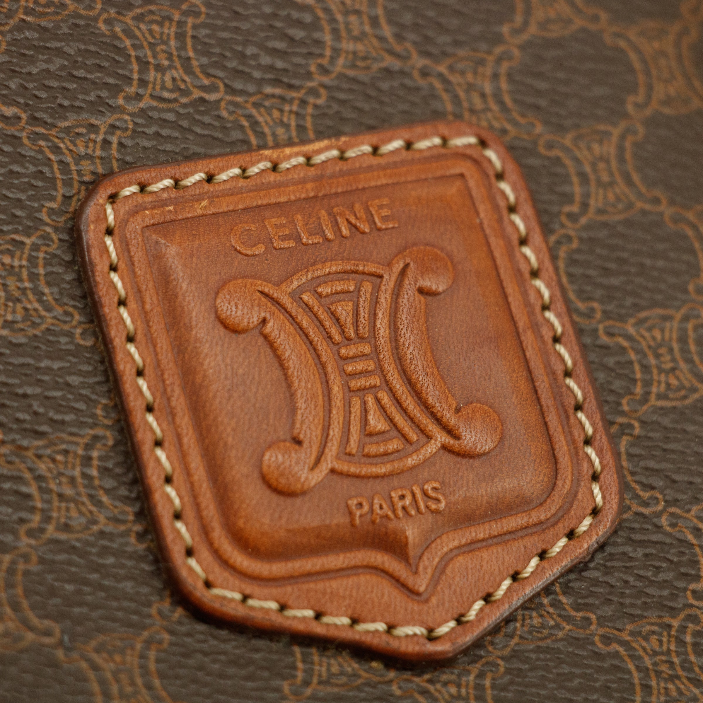 Celine Macadam Brown PVC x Leather Mini Boston Bag #3591