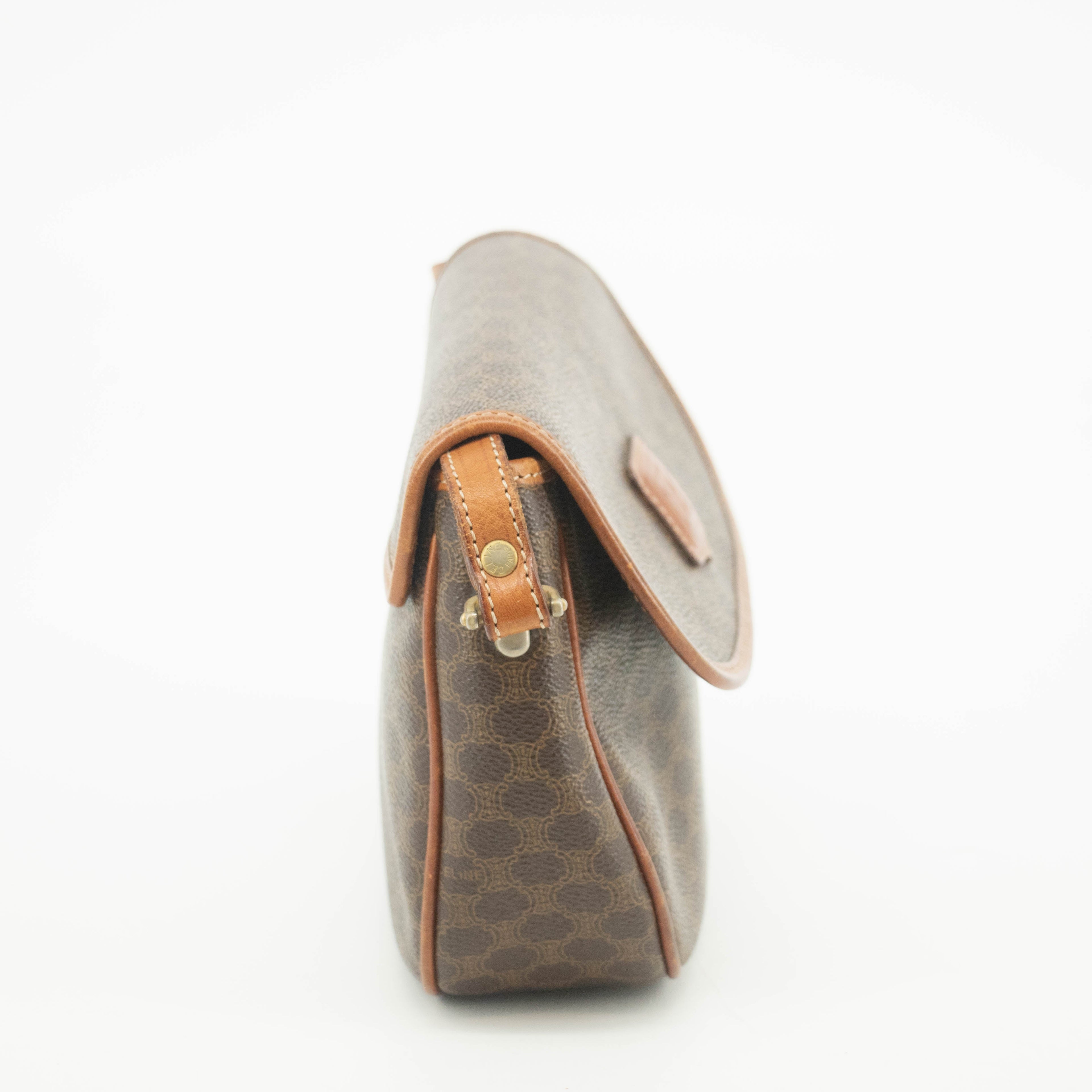 Celine Macadam Brown PVC x Leather Shoulder Bag #3593