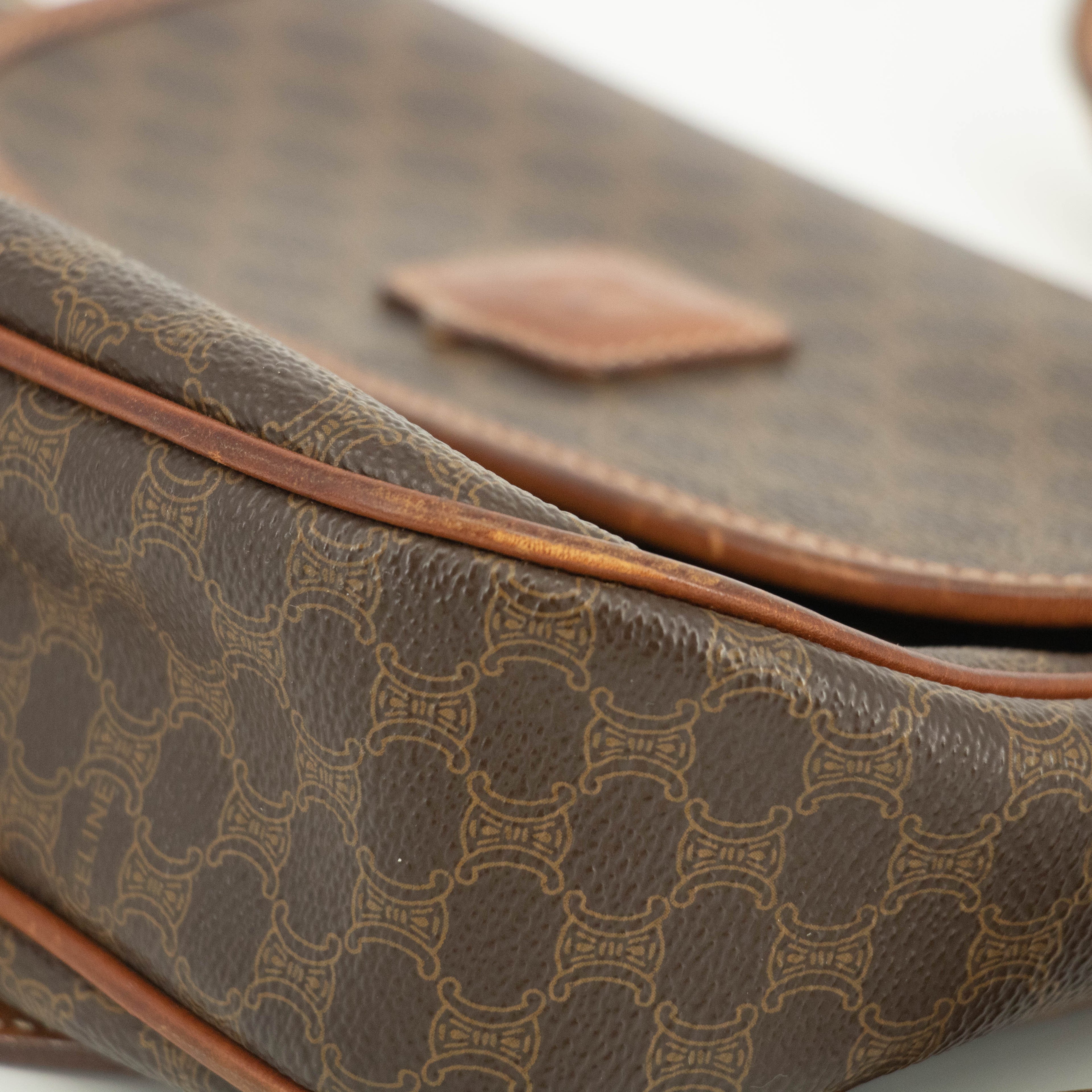 Celine Macadam Brown PVC x Leather Shoulder Bag #3593