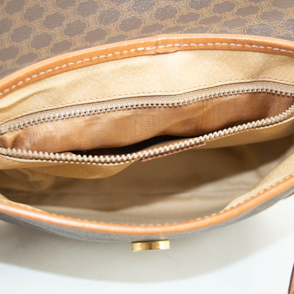 Celine Macadam Brown PVC x Leather Shoulder Bag #3593