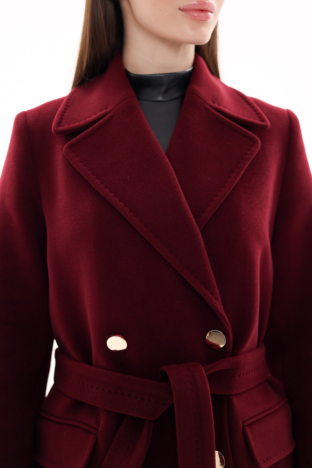 Denise Cashmere Blend Overcoat in Bordeaux