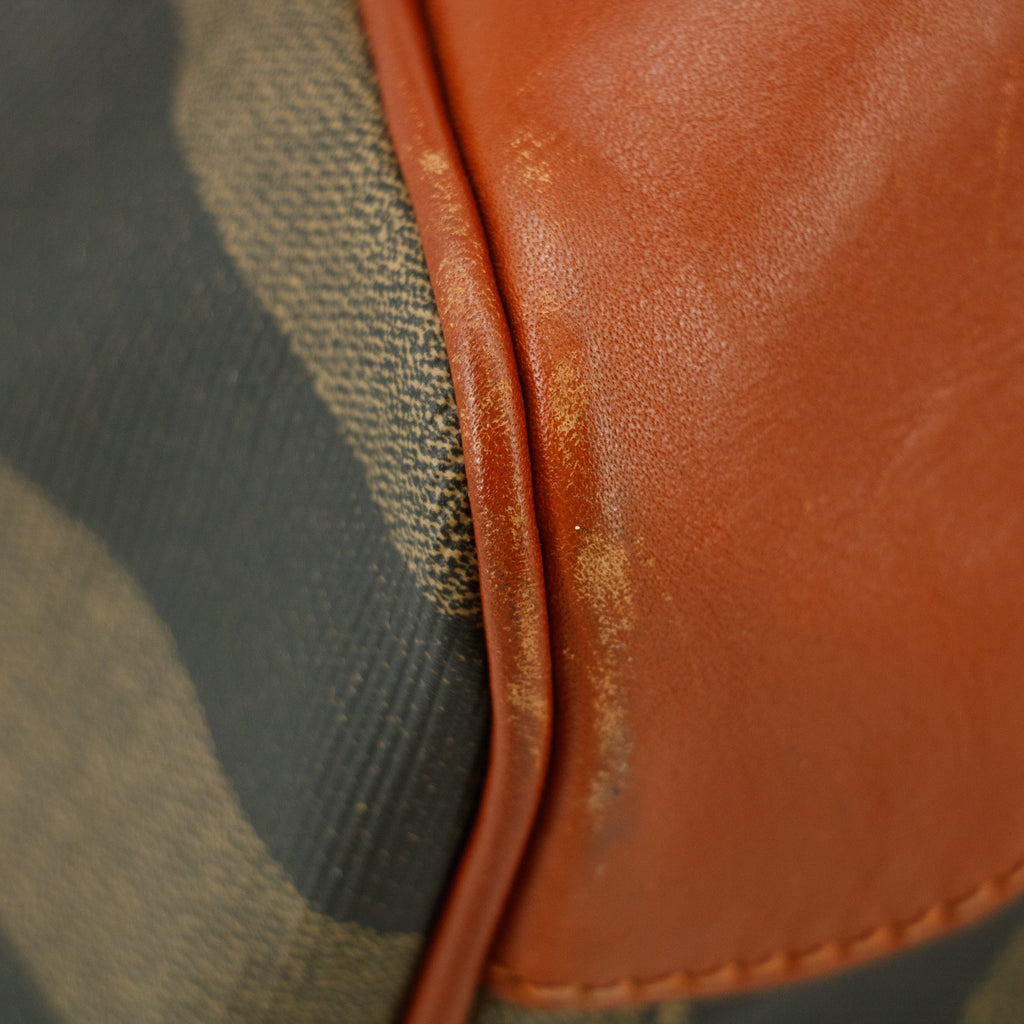 Fendi Pecan Pattern PVC x Leather Boston Bag Brown #3604