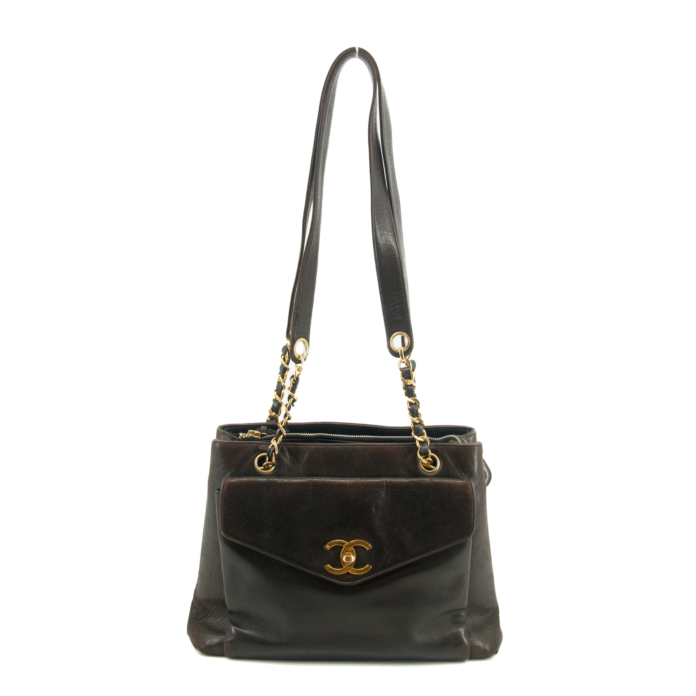 Chanel Lambskin Brown CC Coco Mark Shoulder Bag #3629