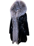 Genuine Silver Fox Fully Lined Hood Rabbit Insulated Parka