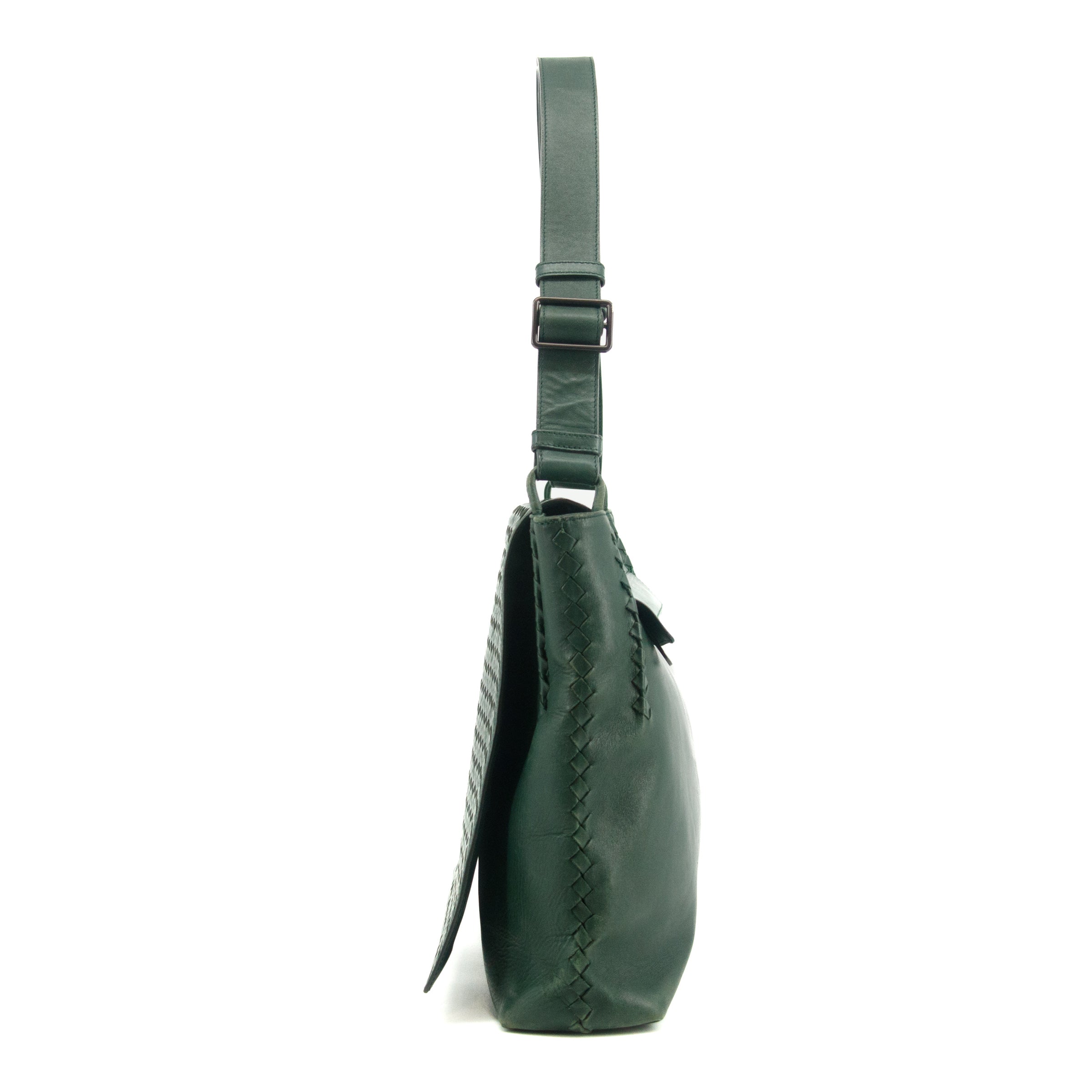 Bottega Veneta Intrecciato Quilted Green Messenger Bag #3646