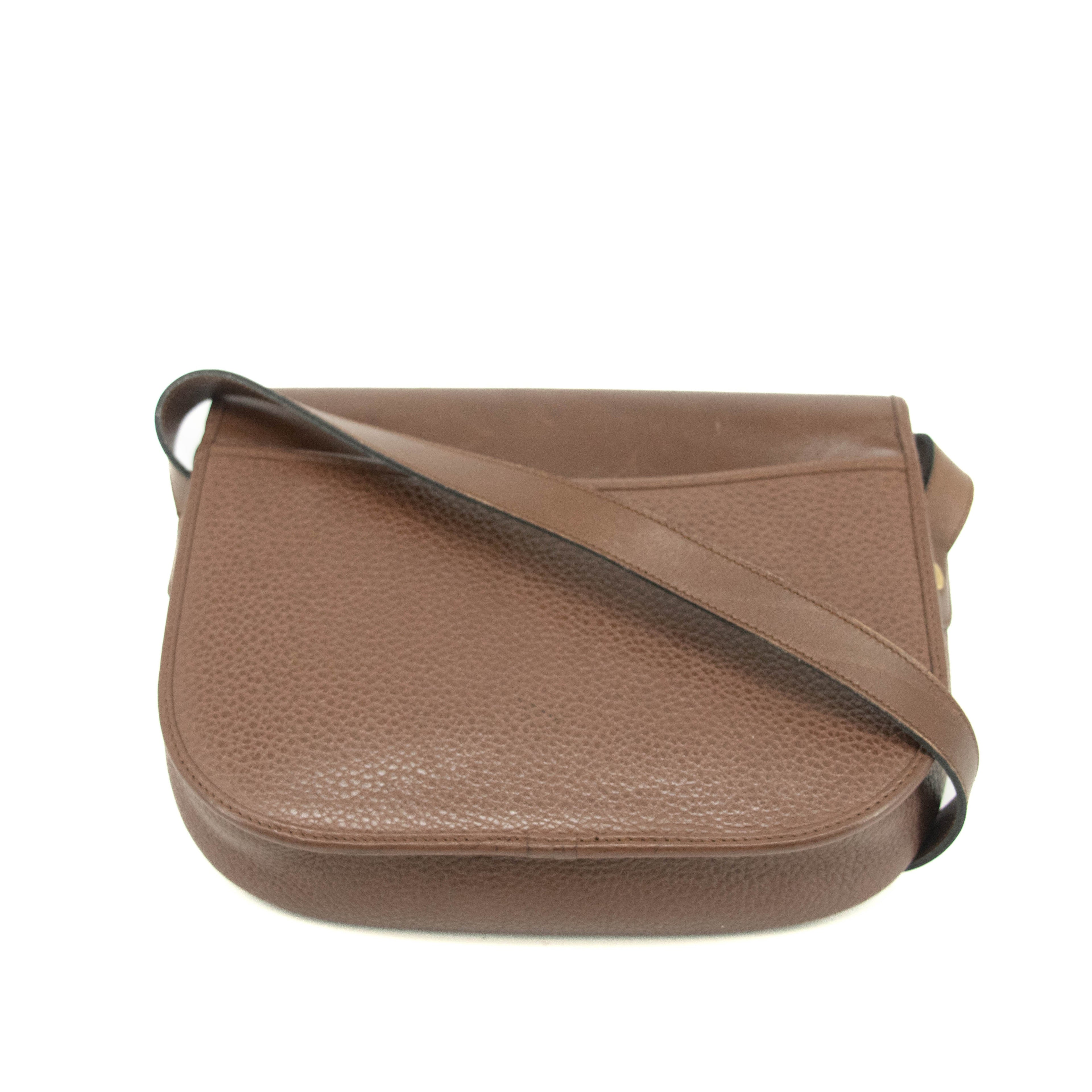 Christian Dior Vintage Brown Leather Flap Shoulder Bag #3652