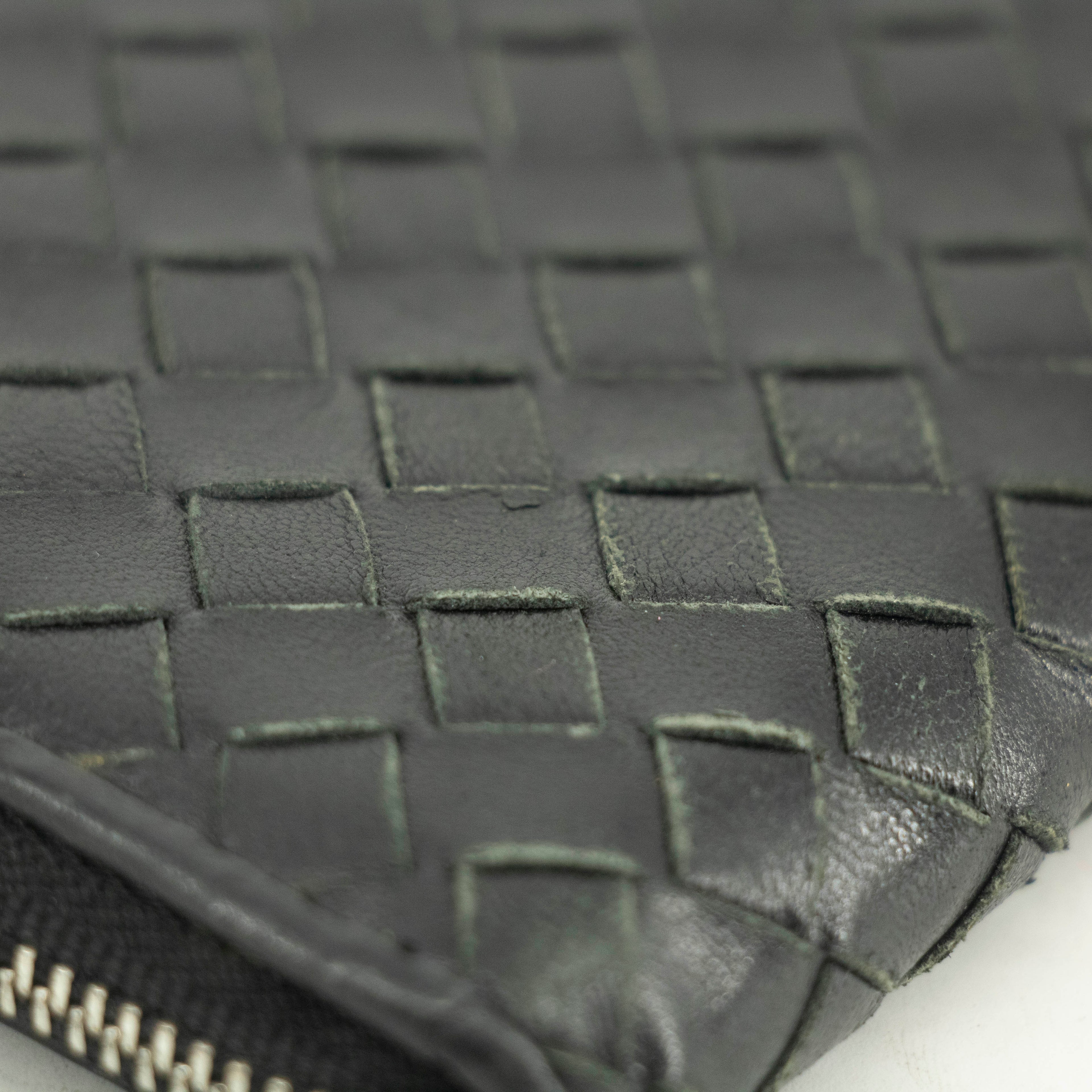 Bottega Veneta Intrecciato Black Zip Coin Pouch #3708