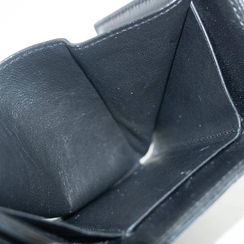 Yves Saint Laurent Black Leather Compact Wallet #3722
