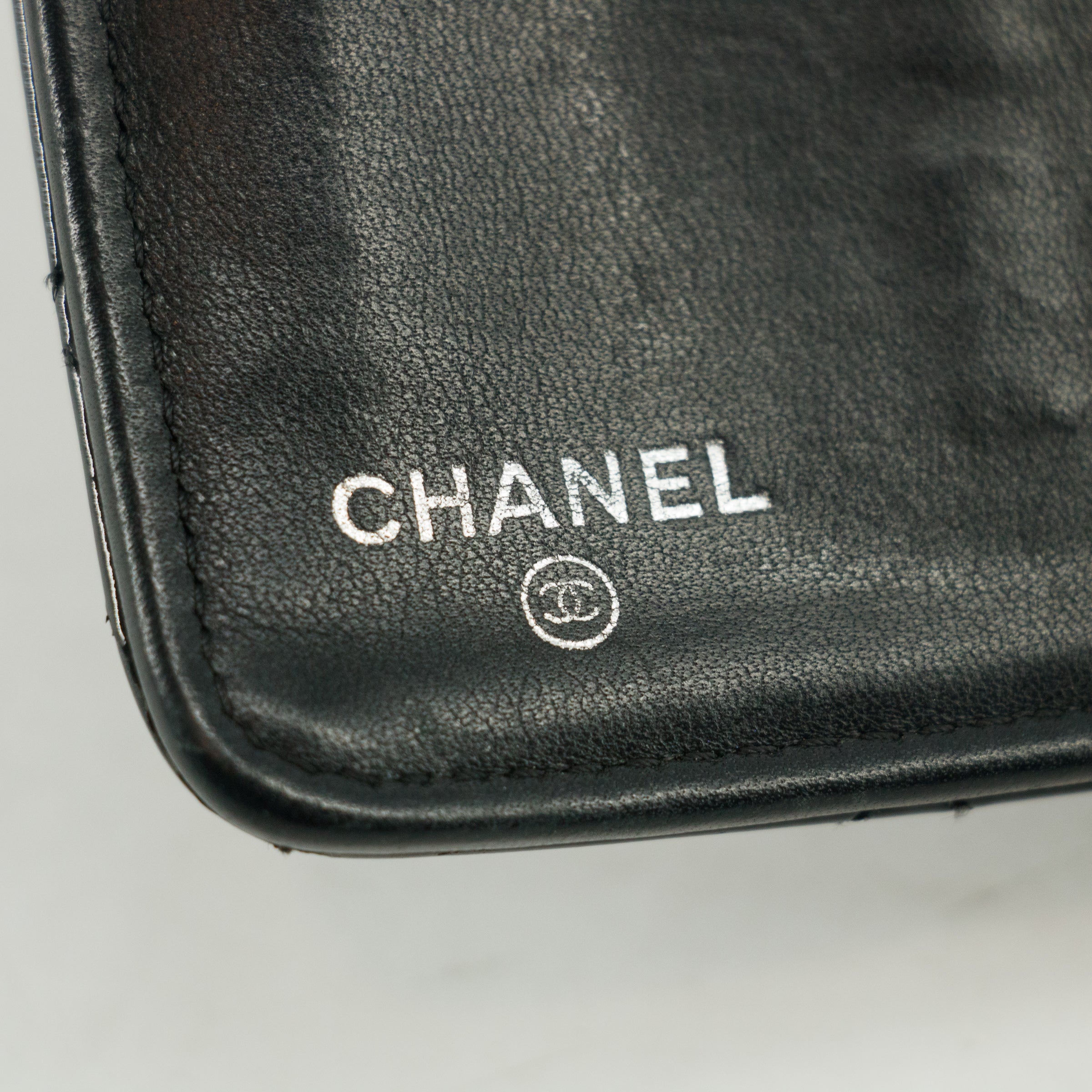 Chanel Patent Leather Black Matelasse Quilted Long Bifold Wallet #3735