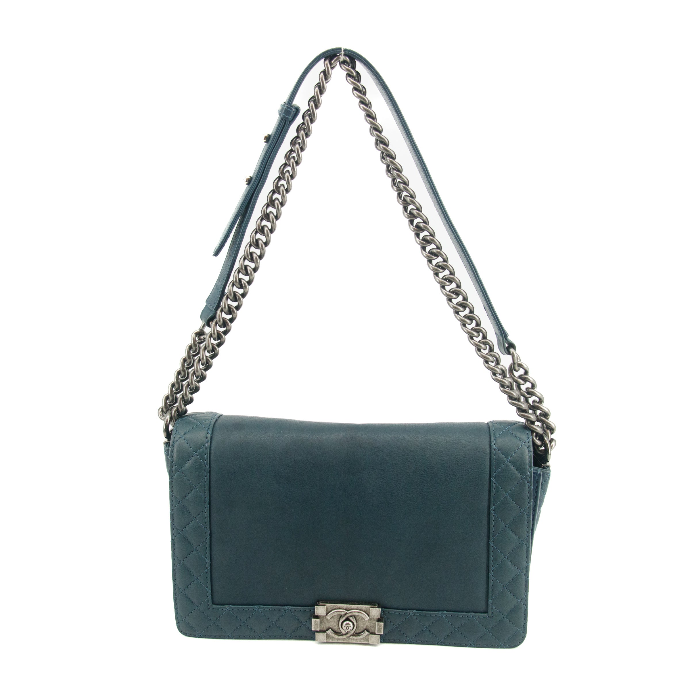 Chanel Boy Navy Lambskin Matelasse Reverso Shoulder Bag #3766