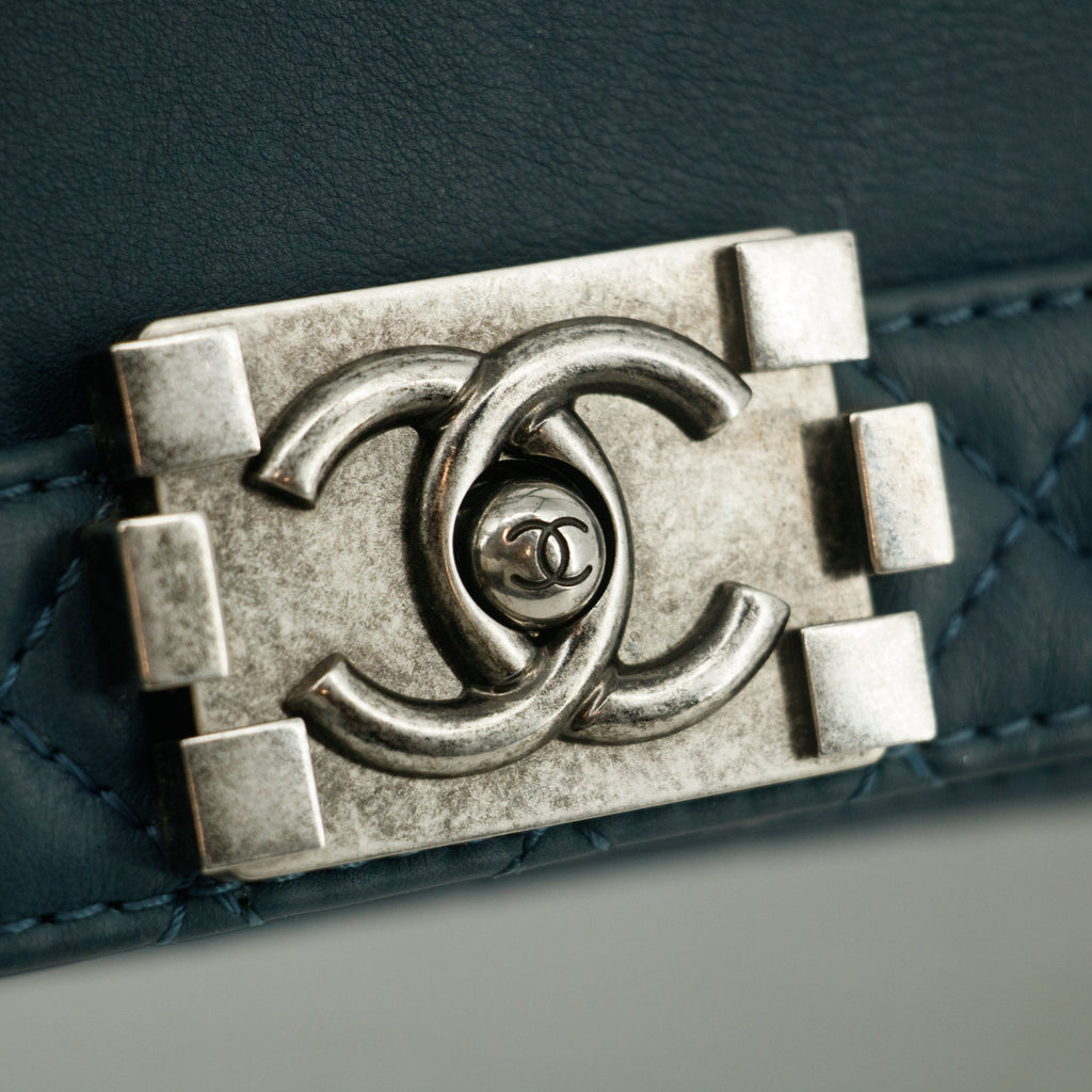 Chanel Boy Navy Lambskin Matelasse Reverso Shoulder Bag #3766