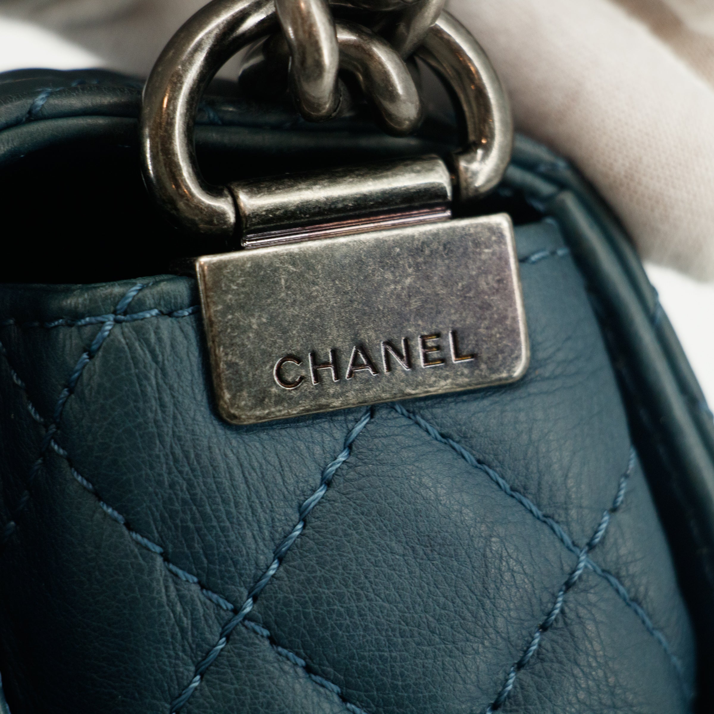 Chanel Boy Navy Lambskin Matelasse Reverso Shoulder Bag #3766