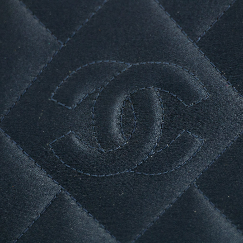 Chanel Vintage Satin CC Blue Kisslock Shoulder Bag #3768