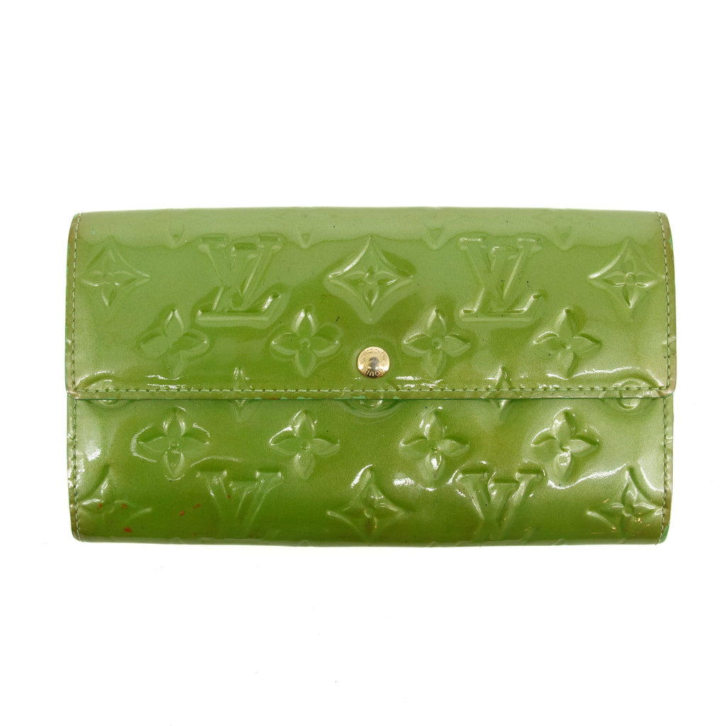 Louis Vuitton Vernis Green Trifold Long Wallet #3836