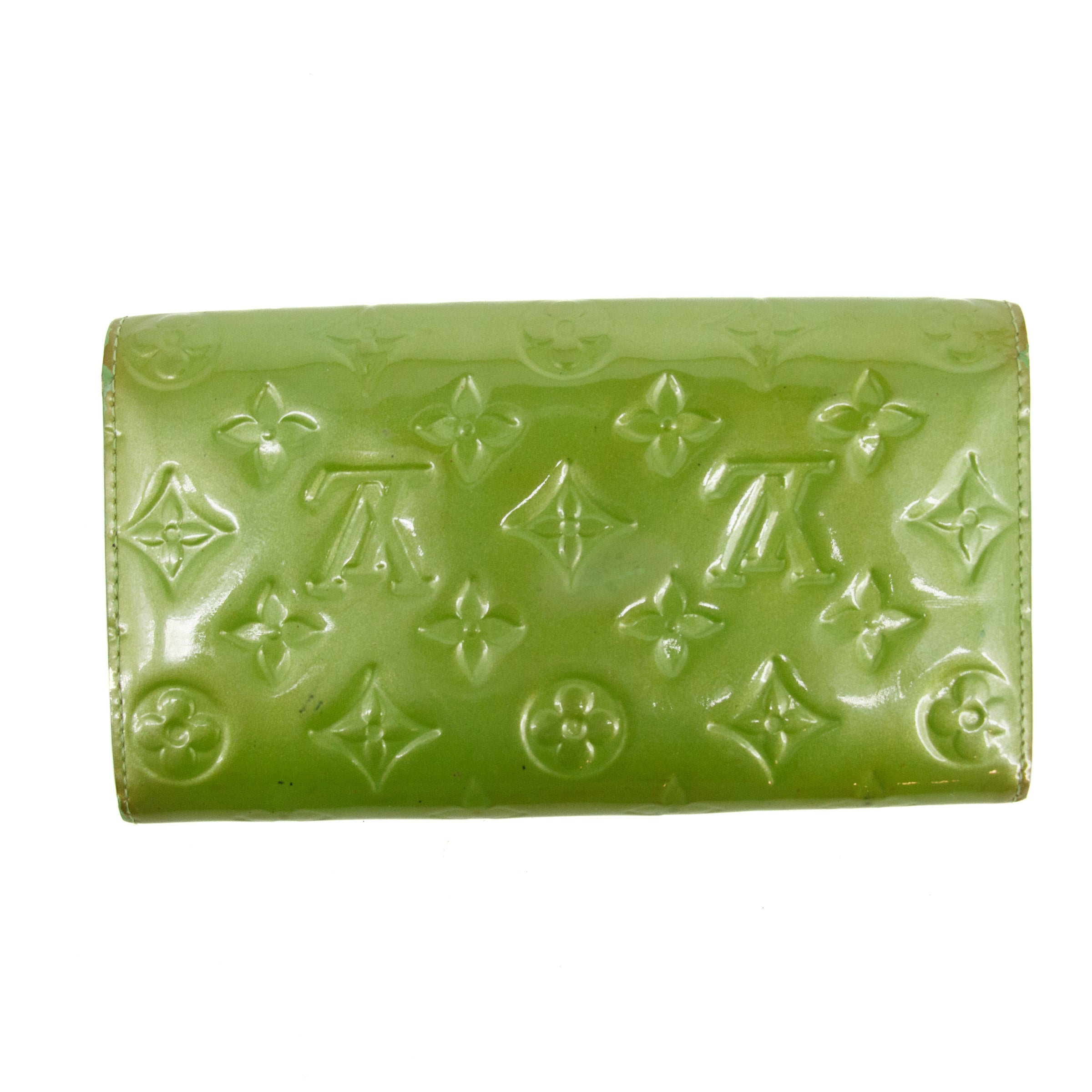 Louis Vuitton Vernis Green Trifold Long Wallet #3836