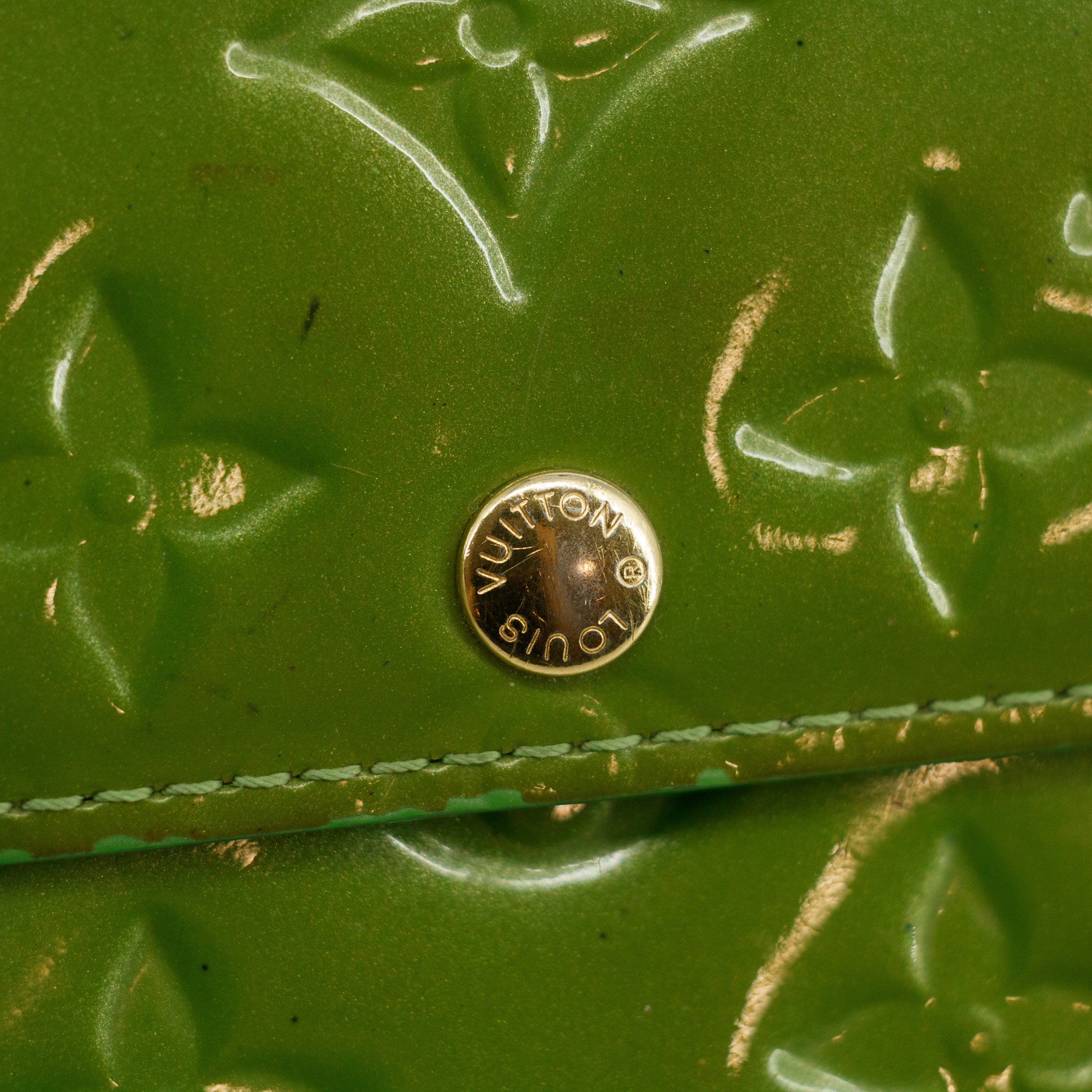 Louis Vuitton Vernis Green Trifold Long Wallet #3836