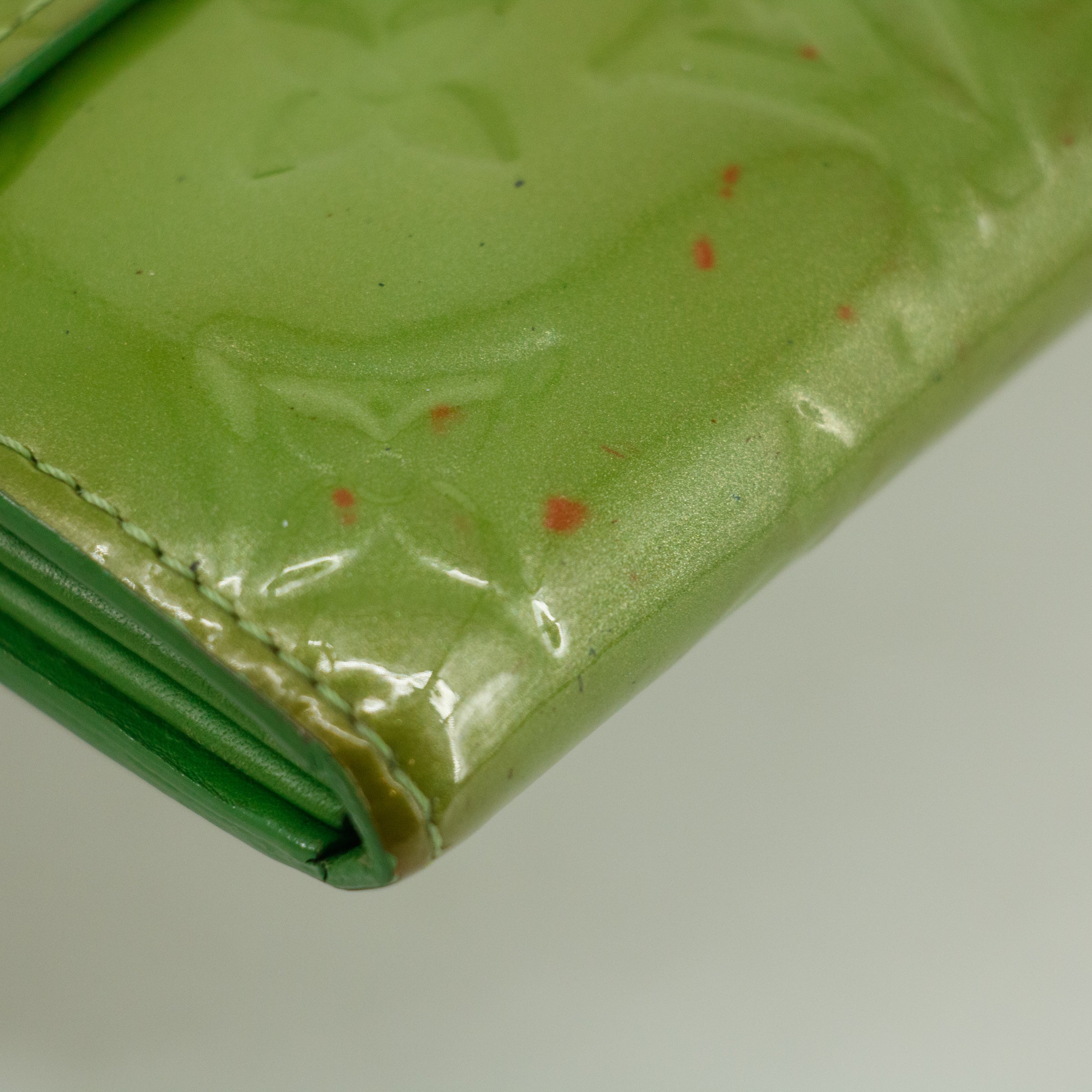 Louis Vuitton Vernis Green Trifold Long Wallet #3836