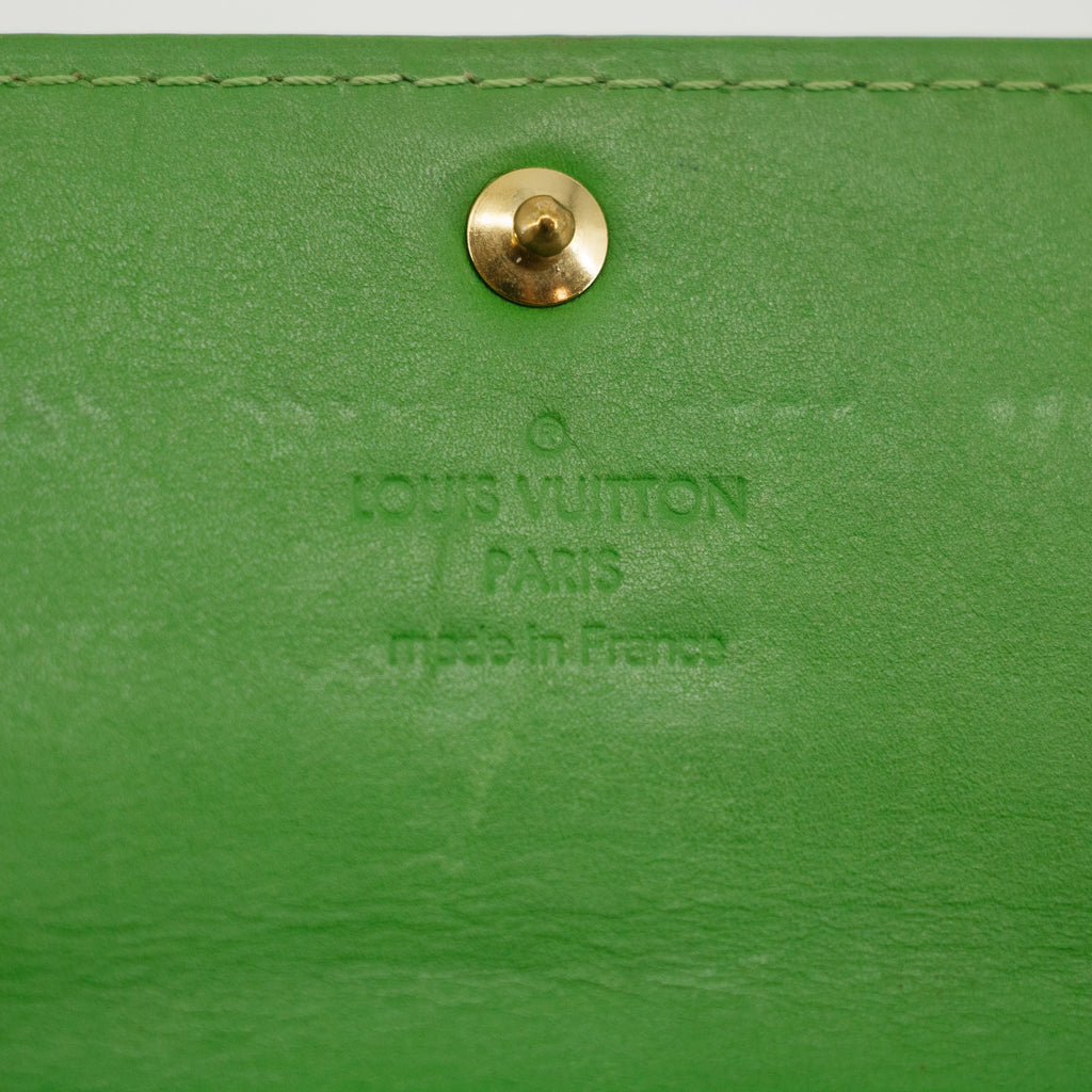 Louis Vuitton Vernis Green Trifold Long Wallet #3836