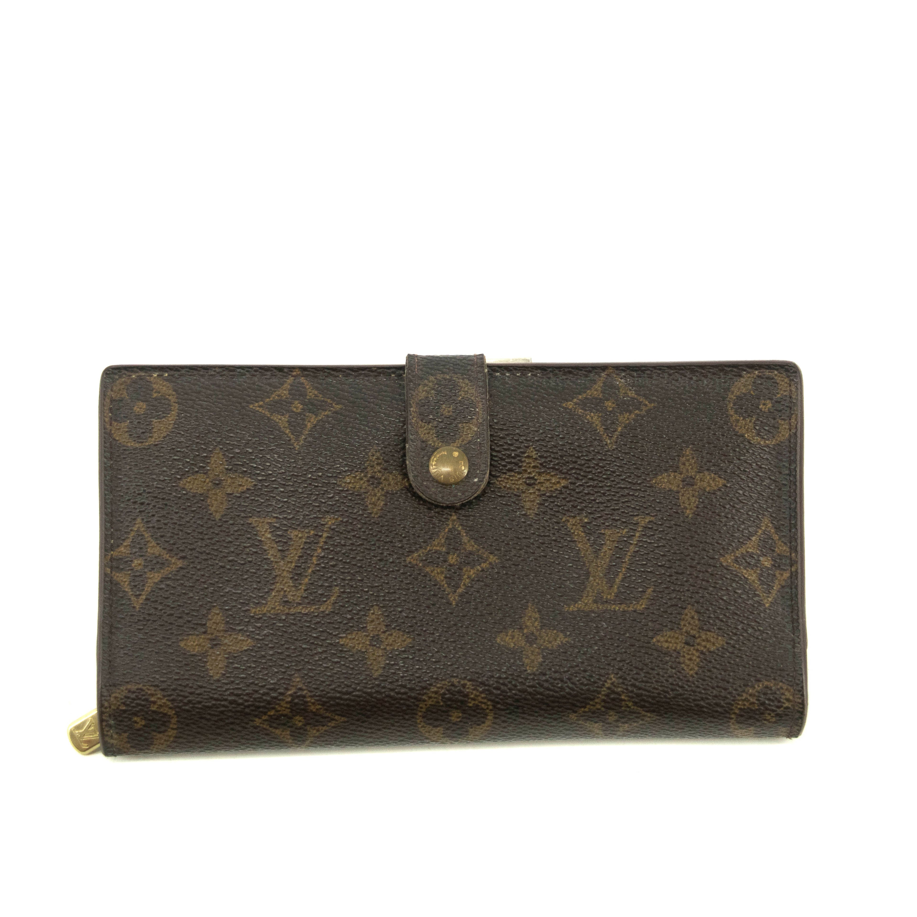 Louis Vuitton Monogram Canvas Brown Kisslock Wallet #3909