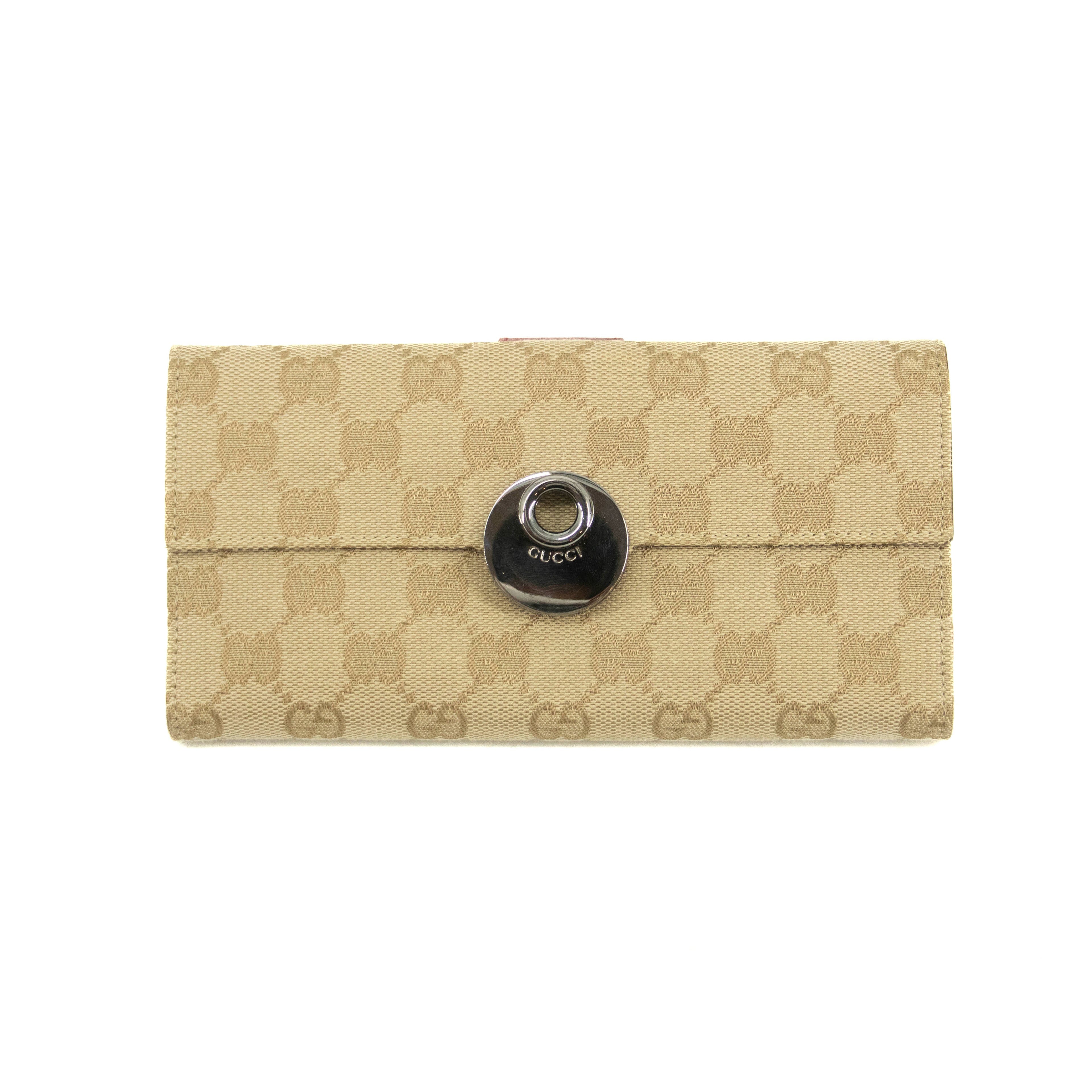 Gucci GG Beige Canvas Long Wallet #3932