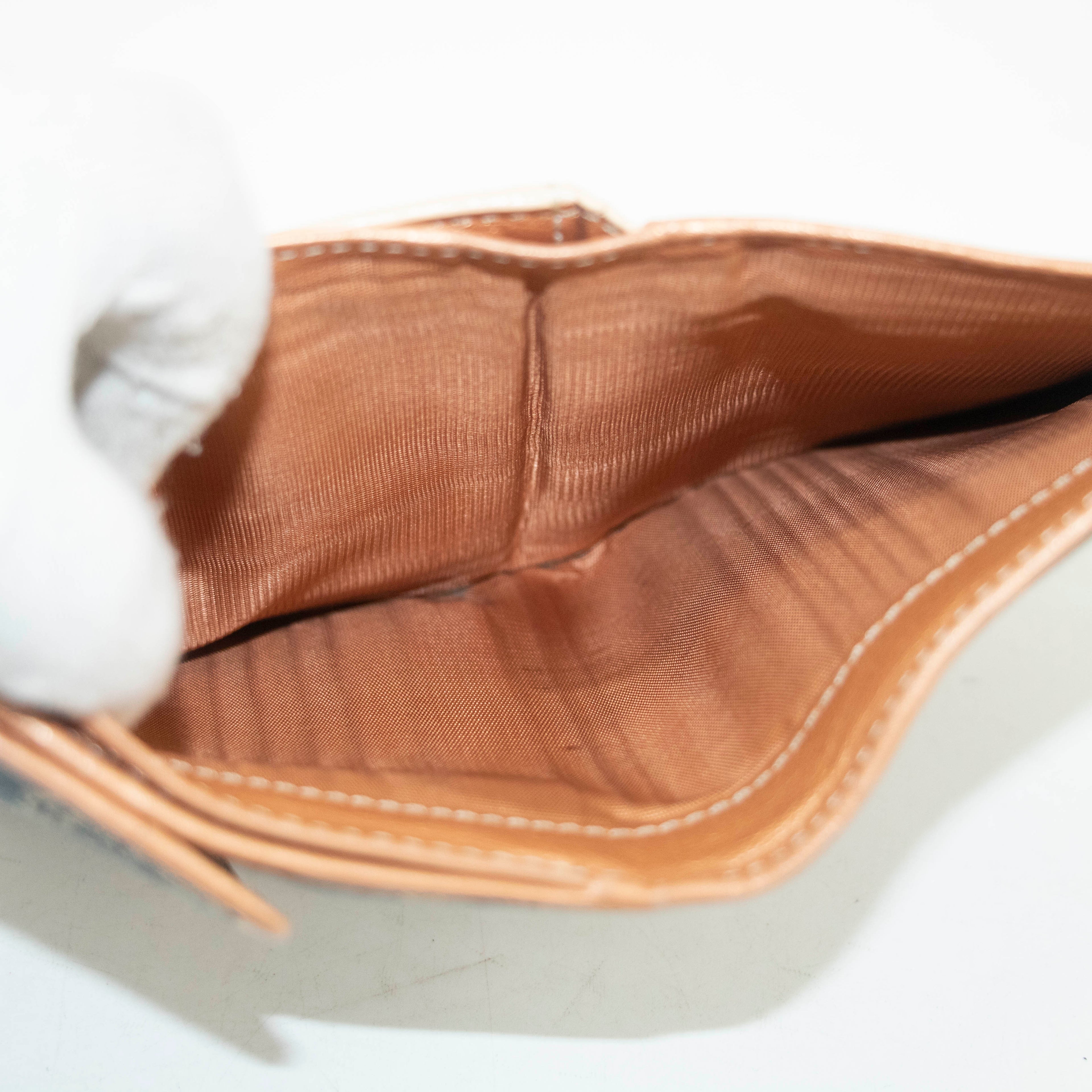 Celine Triomphe Canvas Beige x Blue Demin Compact Wallet #3950