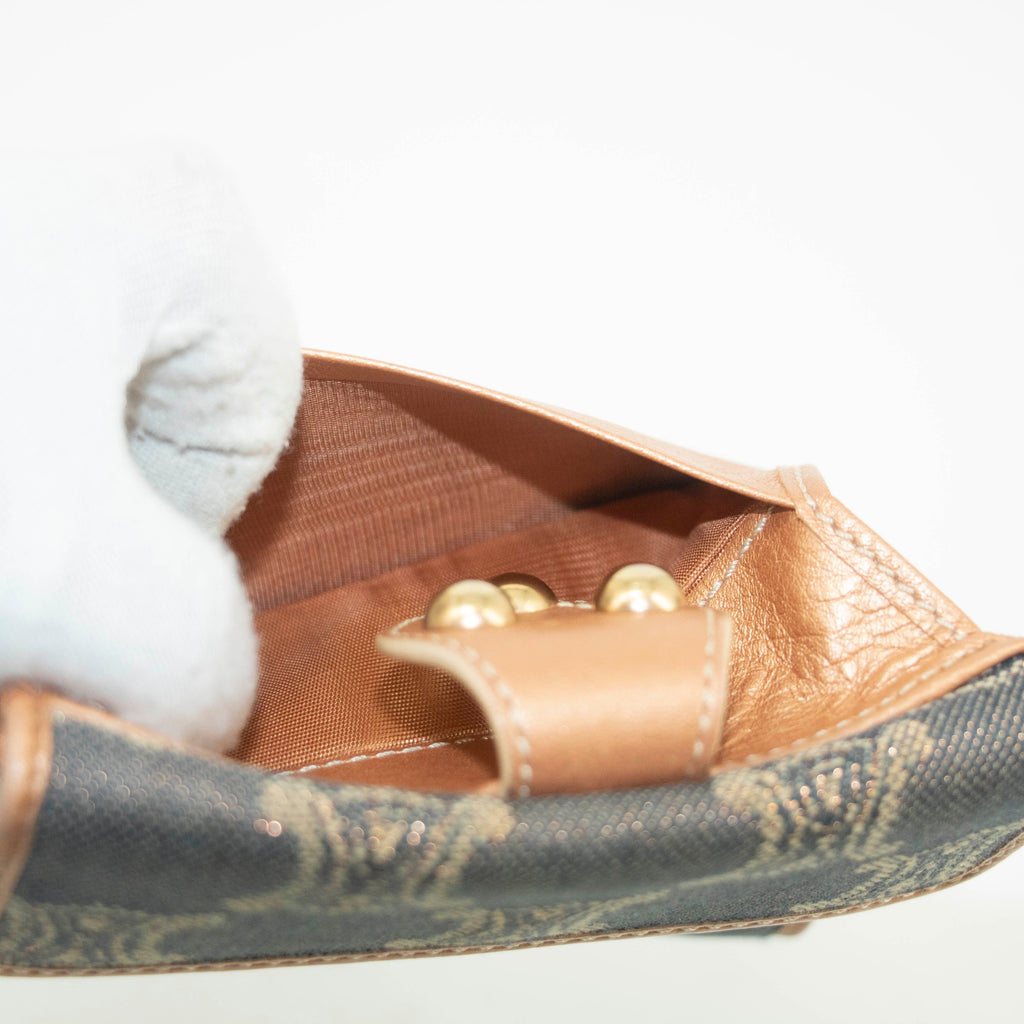 Celine Triomphe Canvas Beige x Blue Demin Compact Wallet #3950