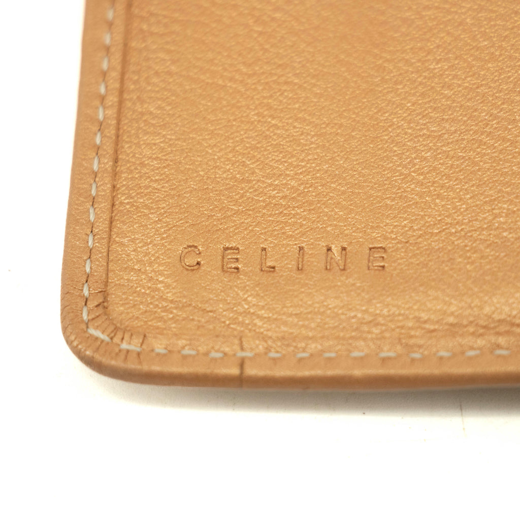 Celine Triomphe Canvas Beige x Blue Demin Compact Wallet #3950