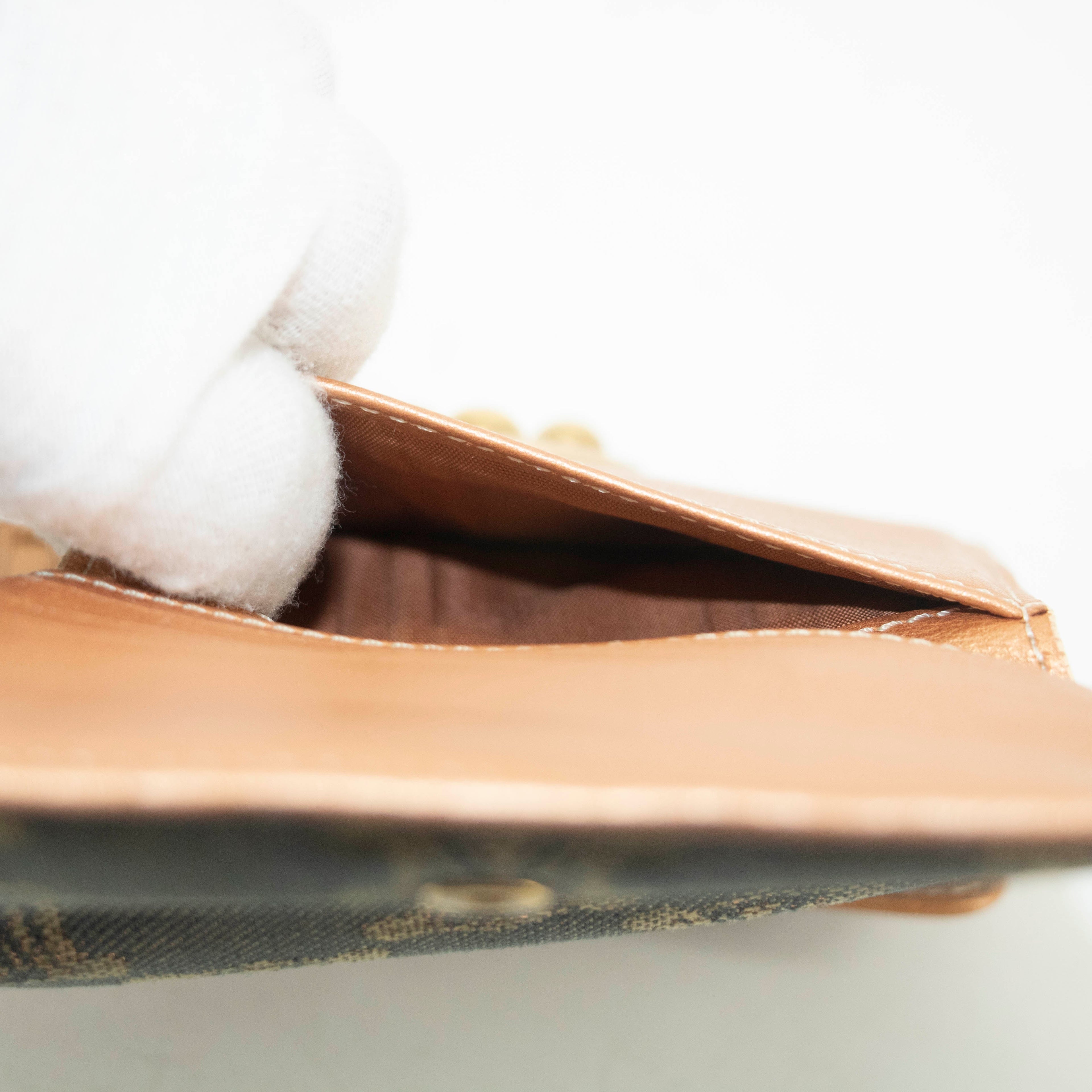 Celine Triomphe Canvas Beige x Blue Demin Compact Wallet #3950