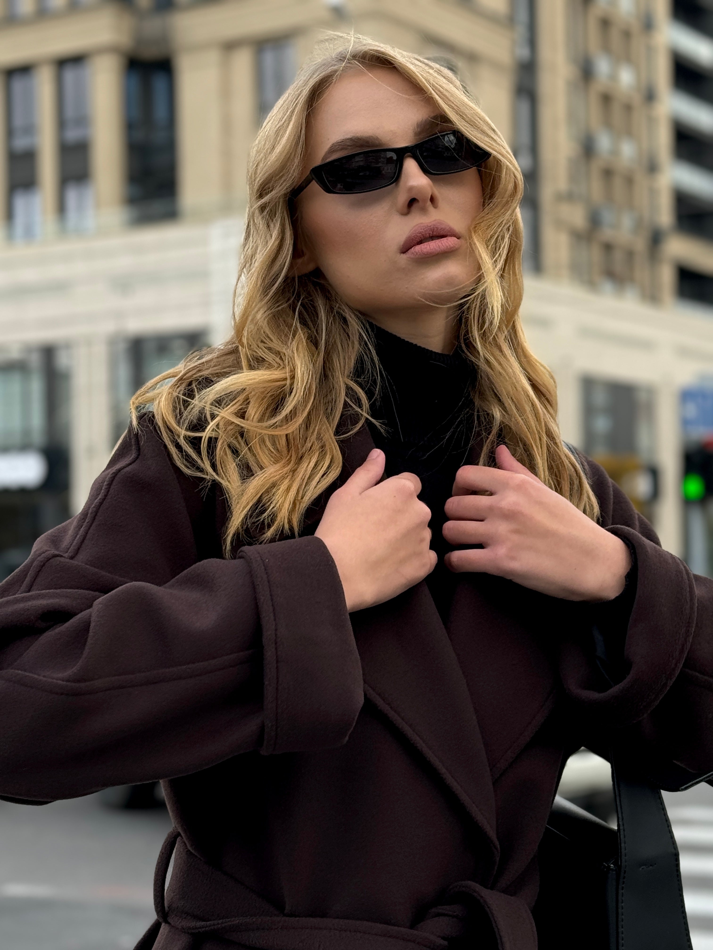 Emily Classic Wool Blend Overcoat in Rich Chocolate