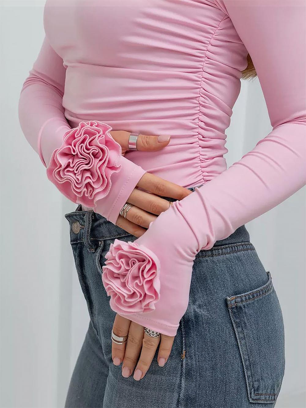 3D Floral Slim-Fit Long Sleeve T-Shirt | NCS