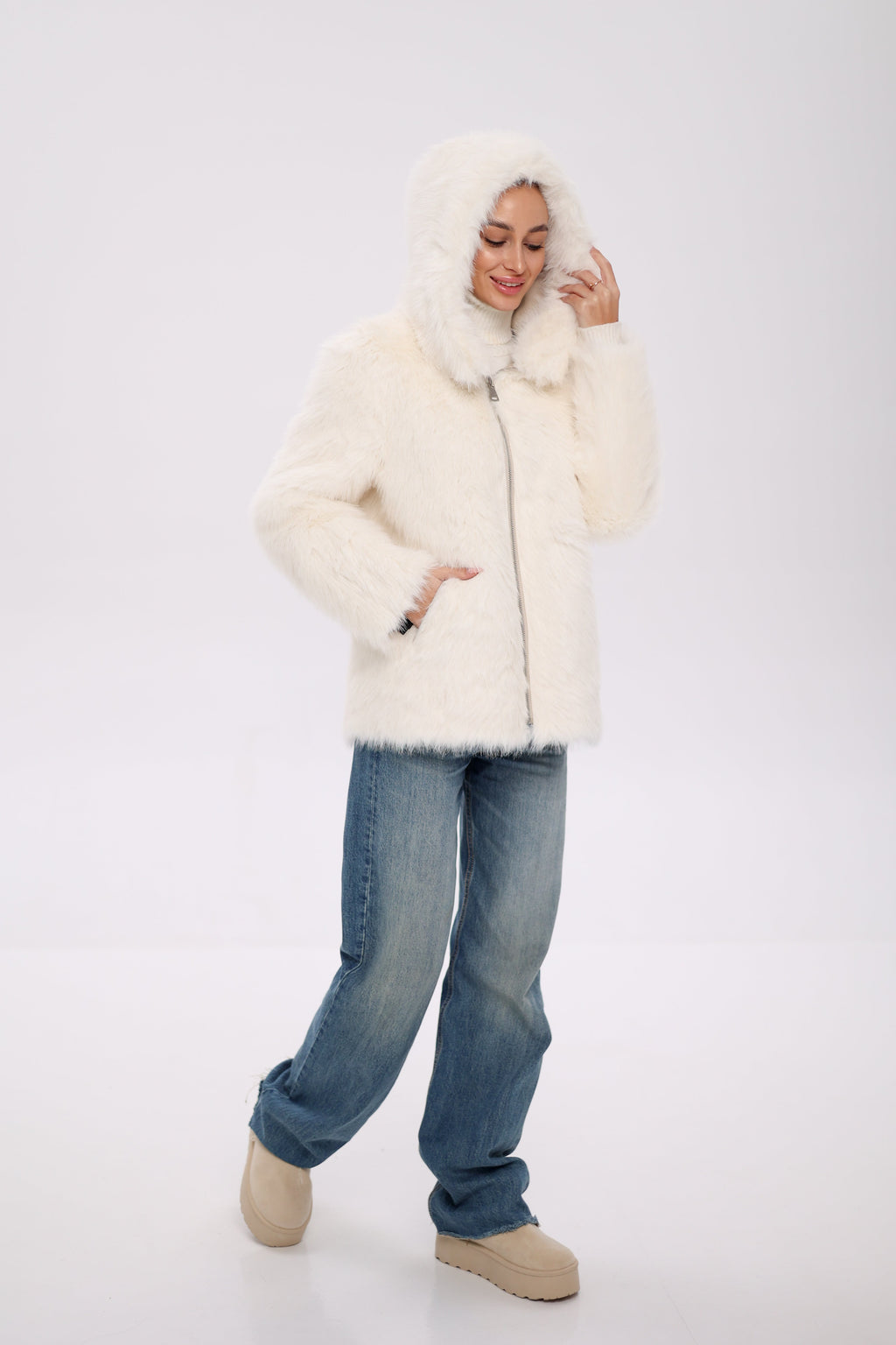 ⇆ Reversible Hooded Wool Blend Jacket