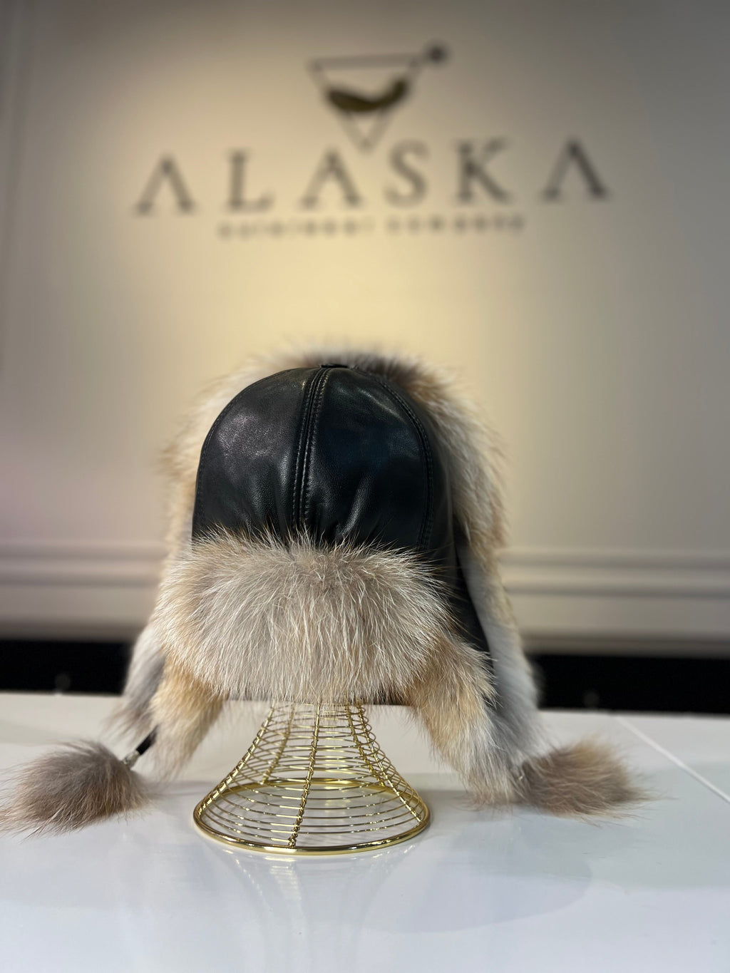 Genuine Silver Fox Fur Genuine Leather Hat