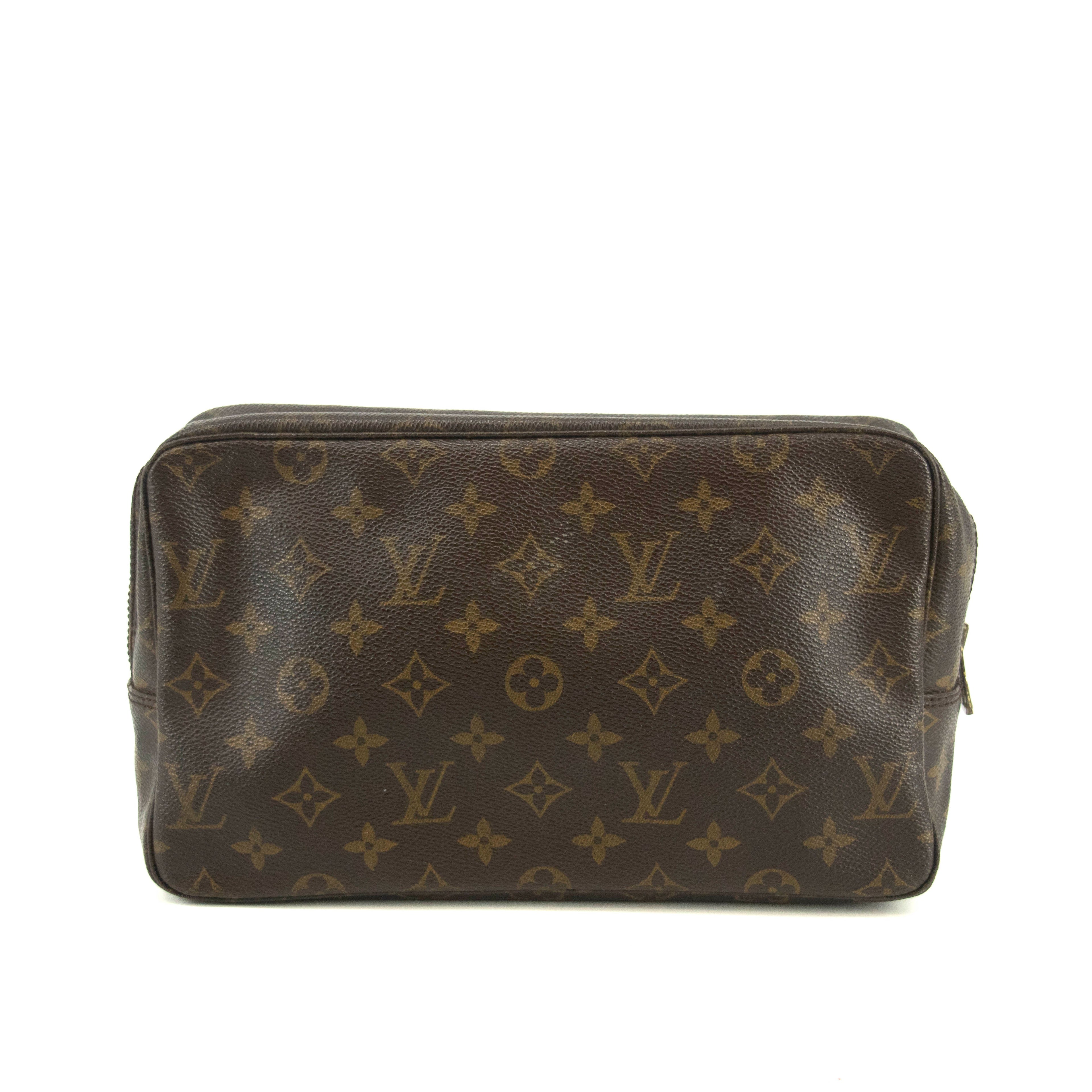 Louis Vuitton Monogram Canvas Trousse Toilette 28 Brown Pouch #4628