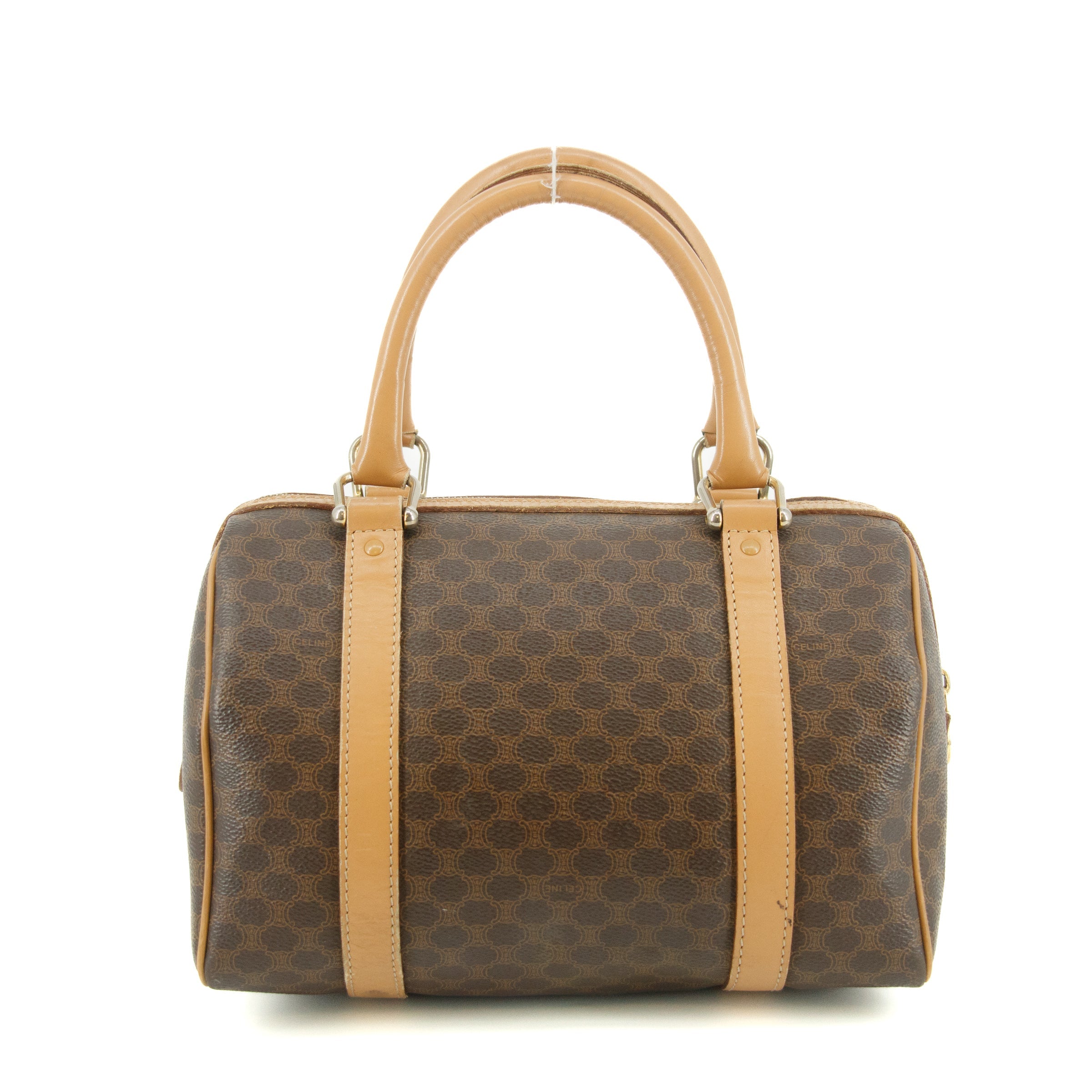 Celine Macadam Brown PVC x Leather Mini Boston Bag #4687