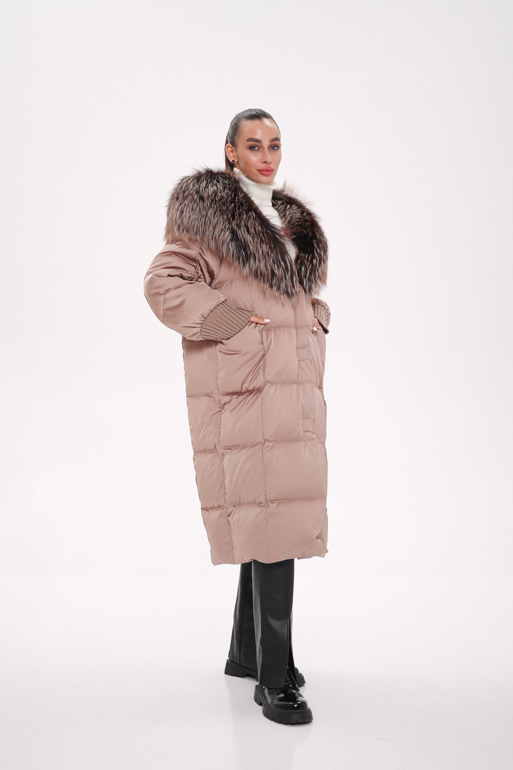 Rei Silver Fox Fully Lined Hood Down Coat in Blush